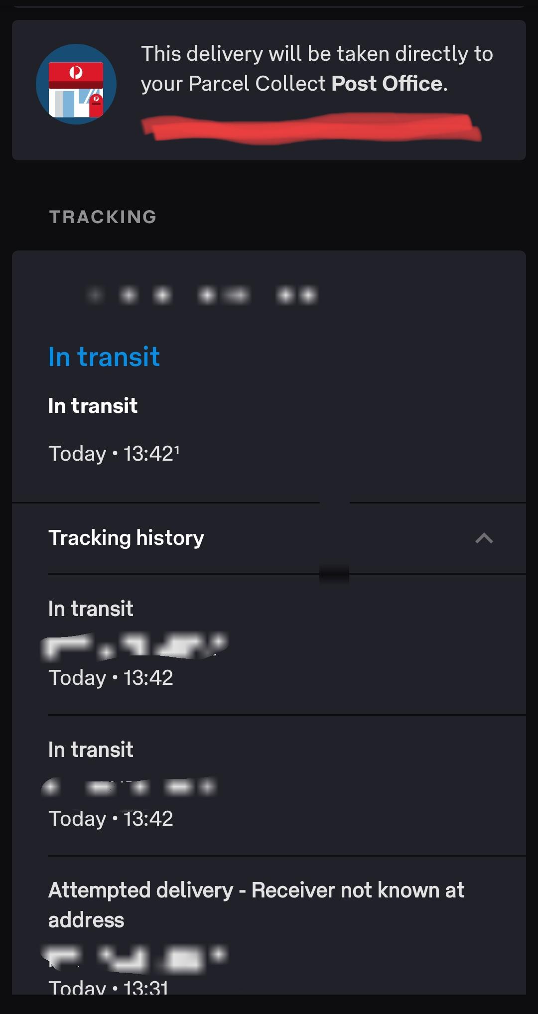 Auspost telling me "attempted delivery, receiver not known at address