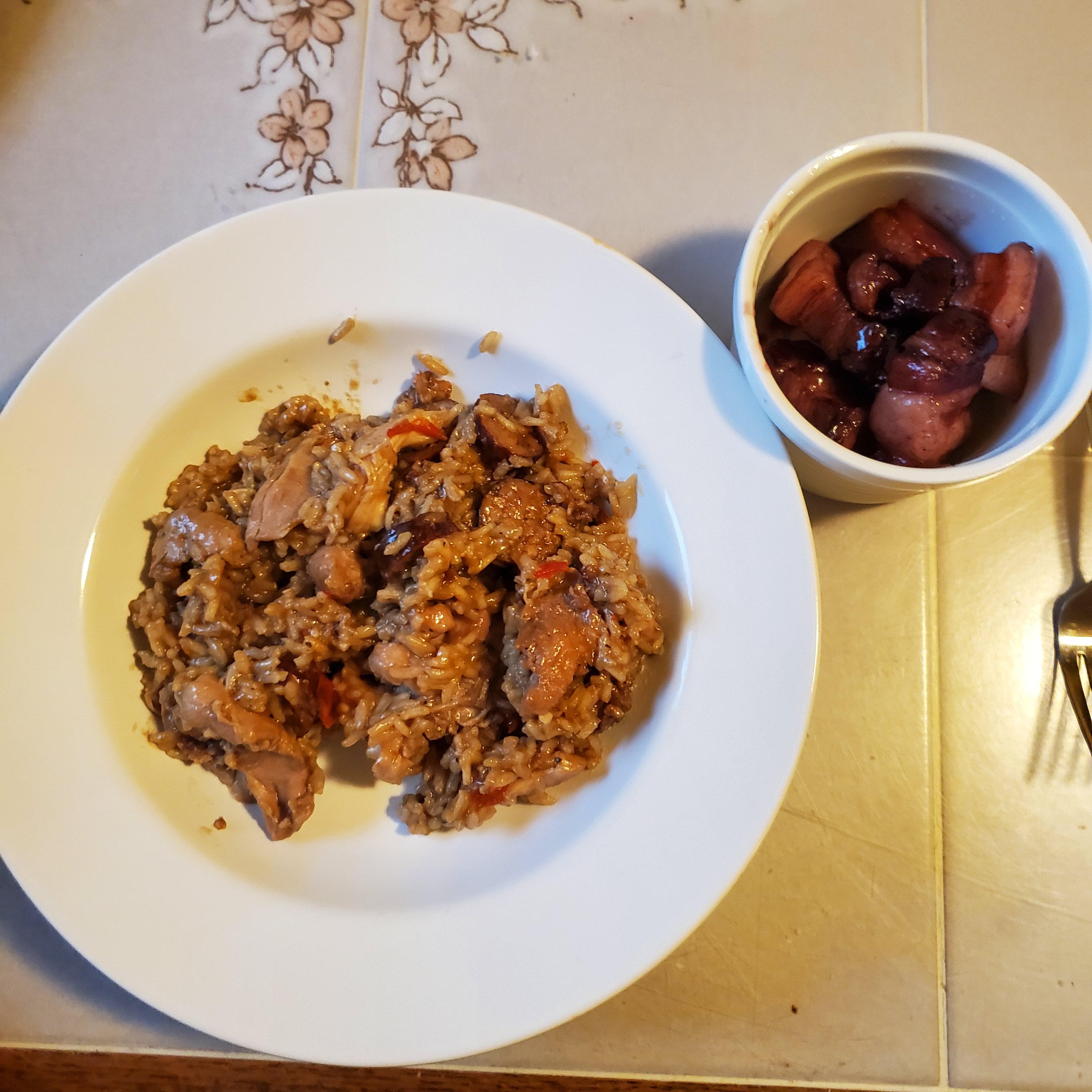 Jambalaya and Pork Belly Rillons from Basics! First time with both and