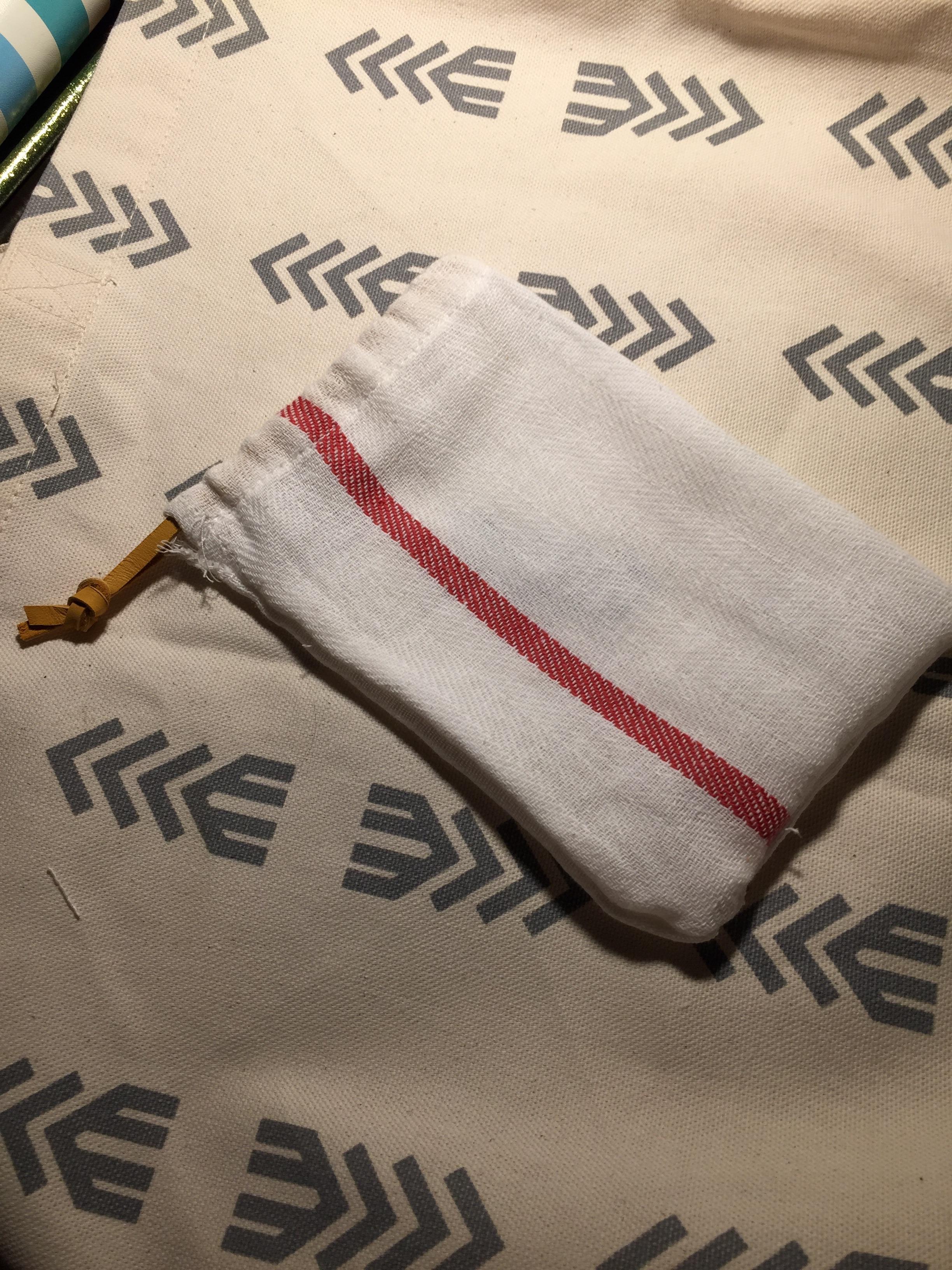 Upcycled an old tea towel into a bag for my reusable straws/silverware