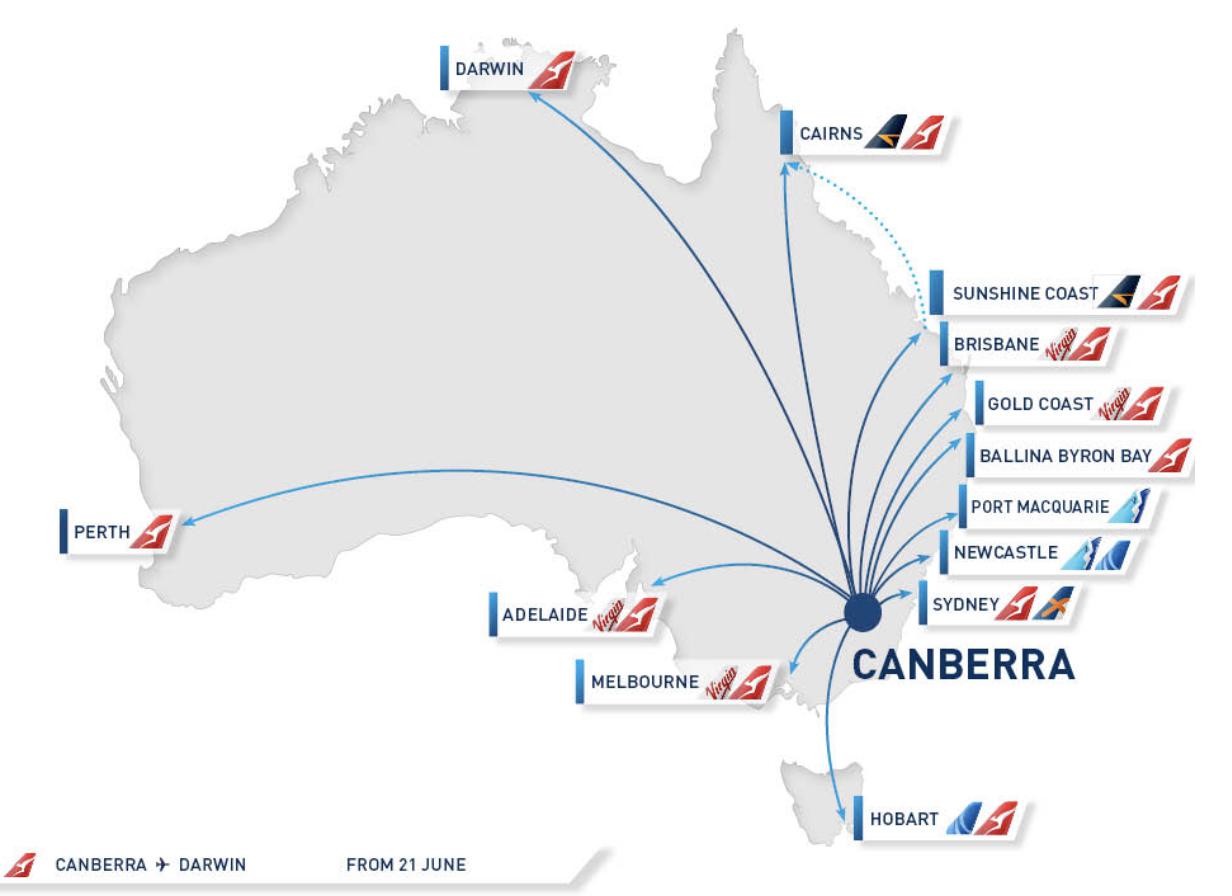For the first time in history, you can now fly direct from Canberra to