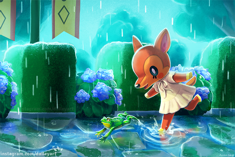 [OC] I'm obsessed with hydrangea season in Animal Crossing. Going to