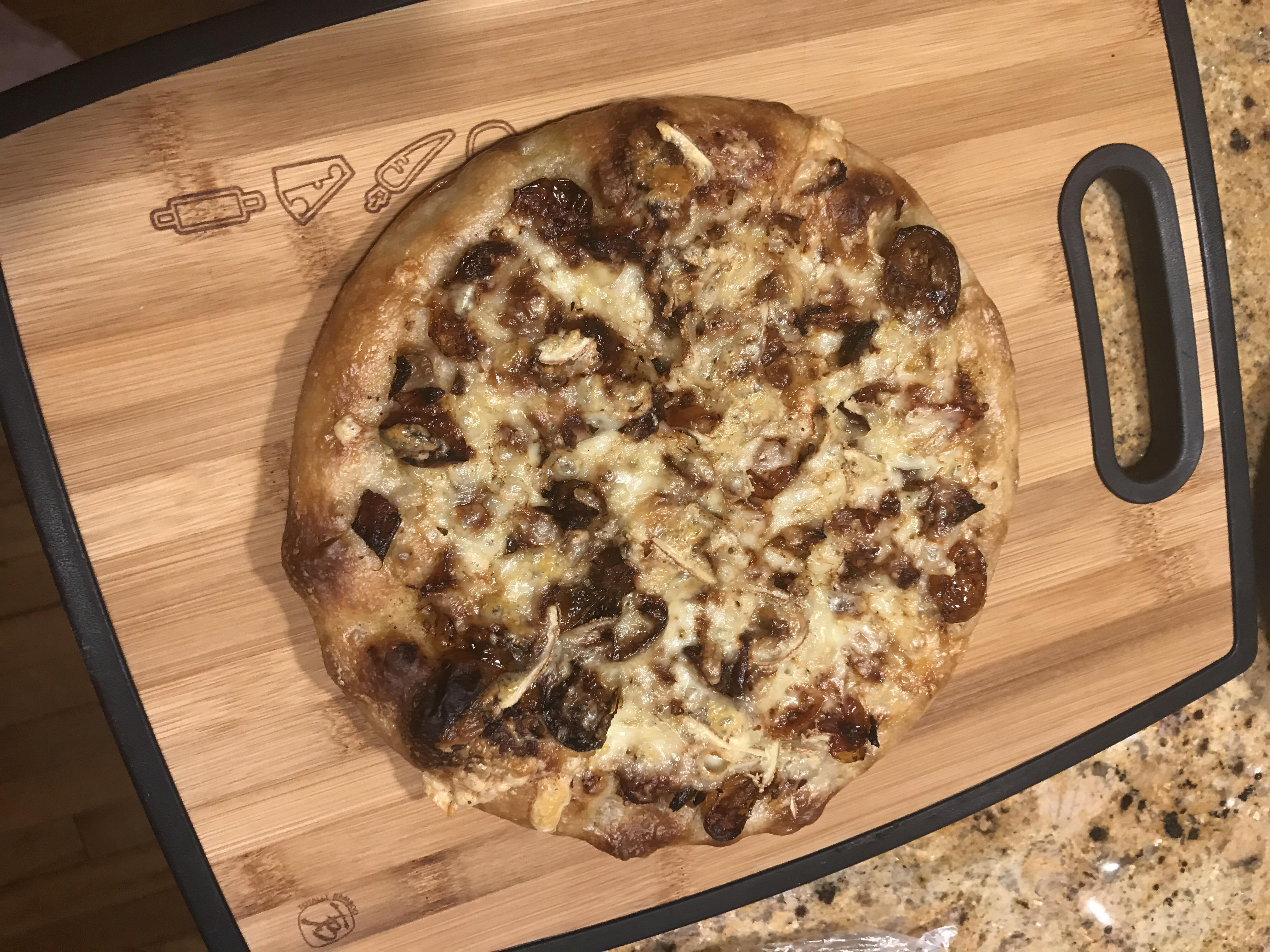 Pan pizza made with leftover dough from yesterday’s Saturday White