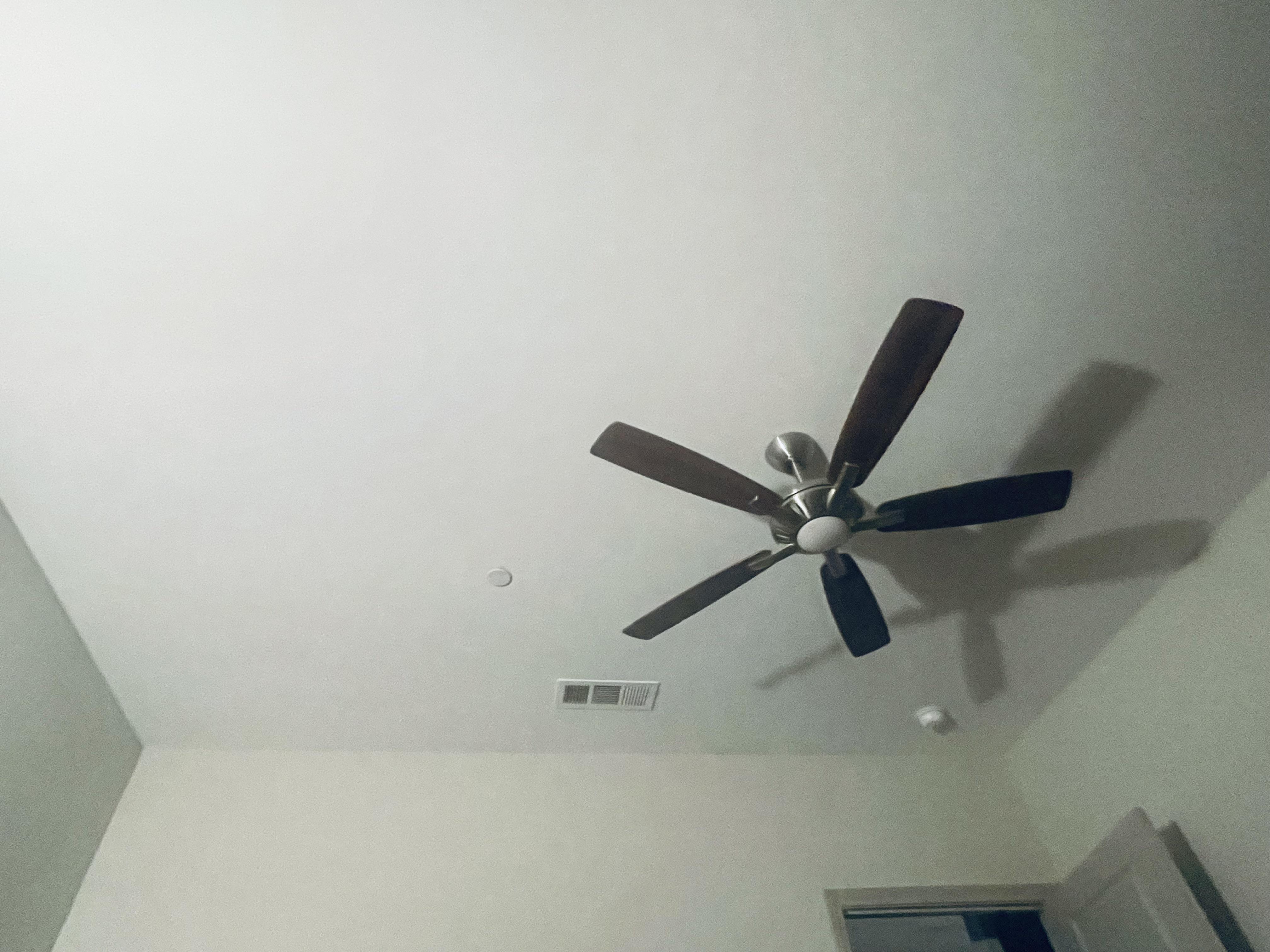 The ceiling fan in my apartment bedroom isn’t centered r