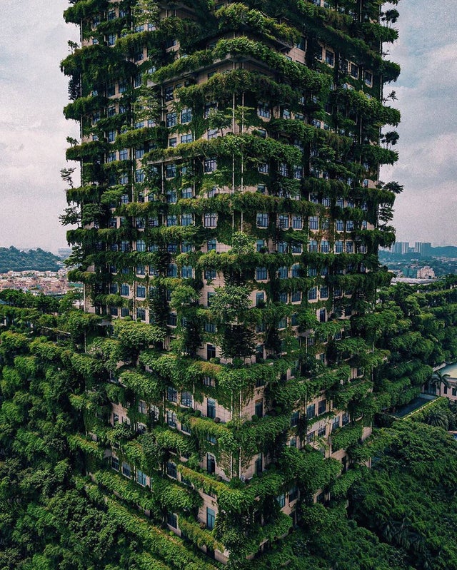 This vertical forest in Foshan, China. This building is fortified with