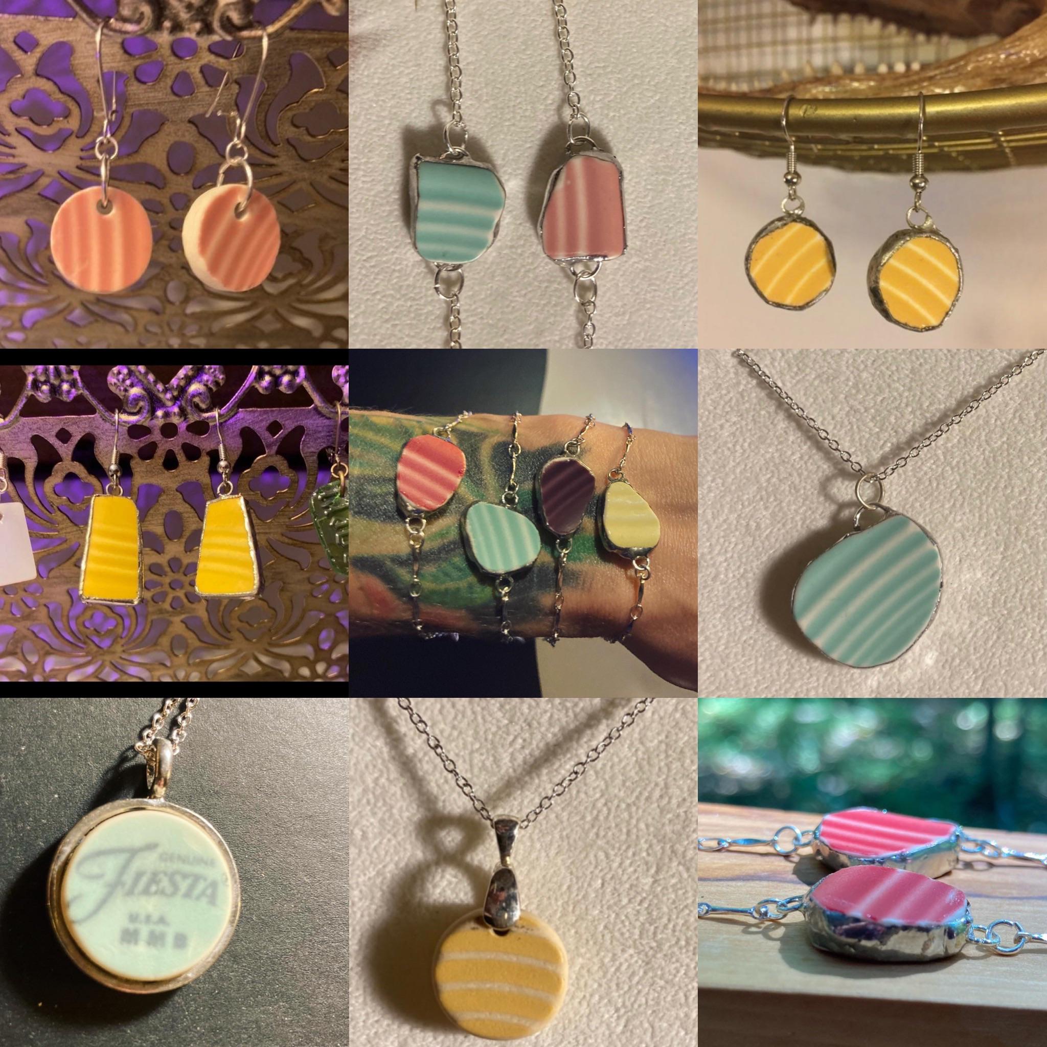 I make jewelry from broken Fiestaware. I’d love to hear what you all
