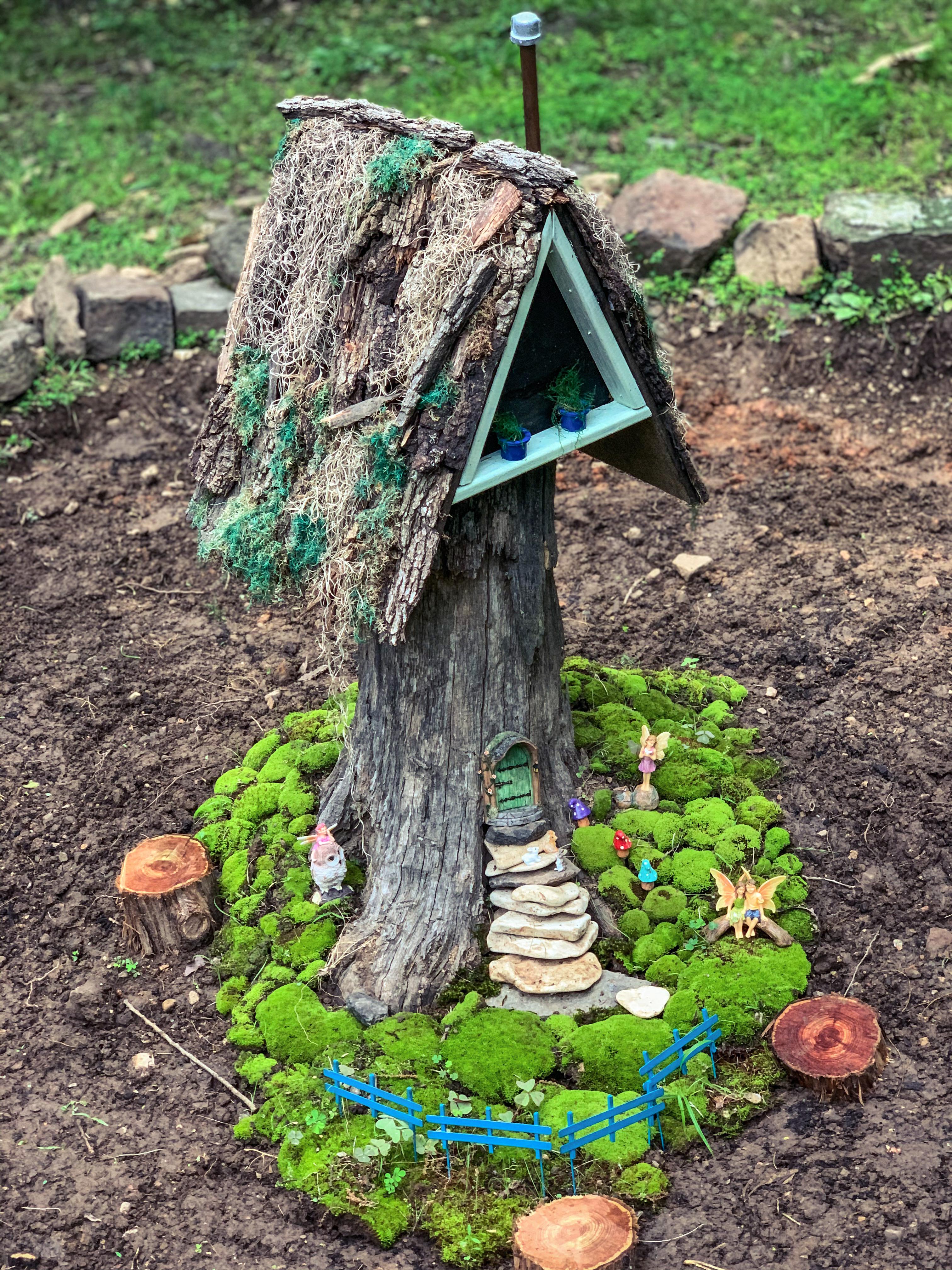 It’s not quite finished but I made a gnome house in my garden today and