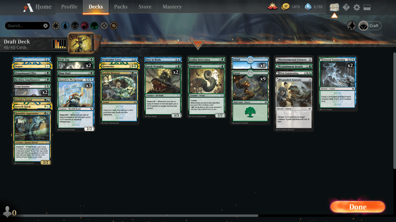 Gross Quandrix. My best deck in Strixhaven (so far) r/lrcast