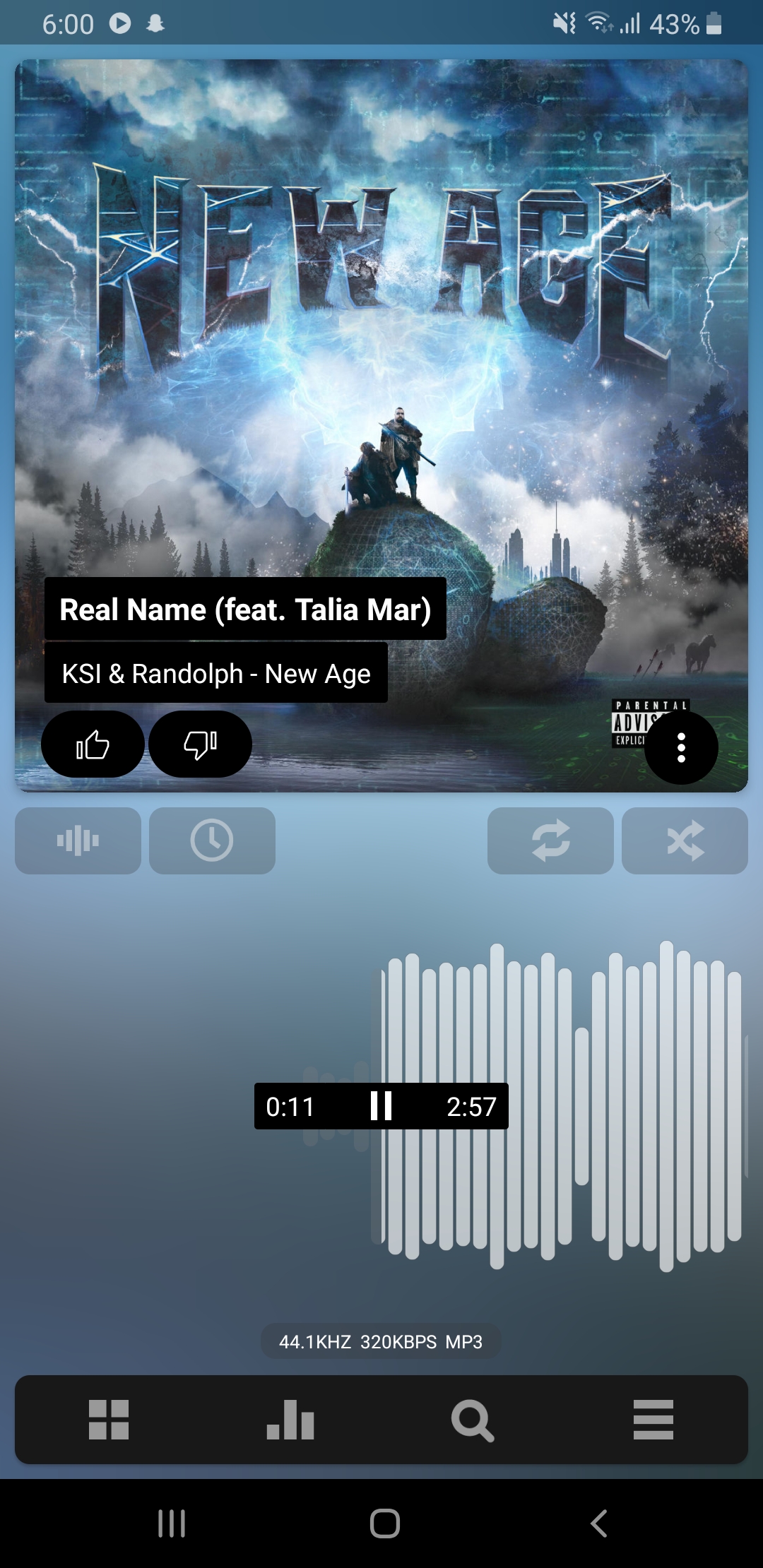How to you enable transparency on the Navigations bars in PowerAmp? r