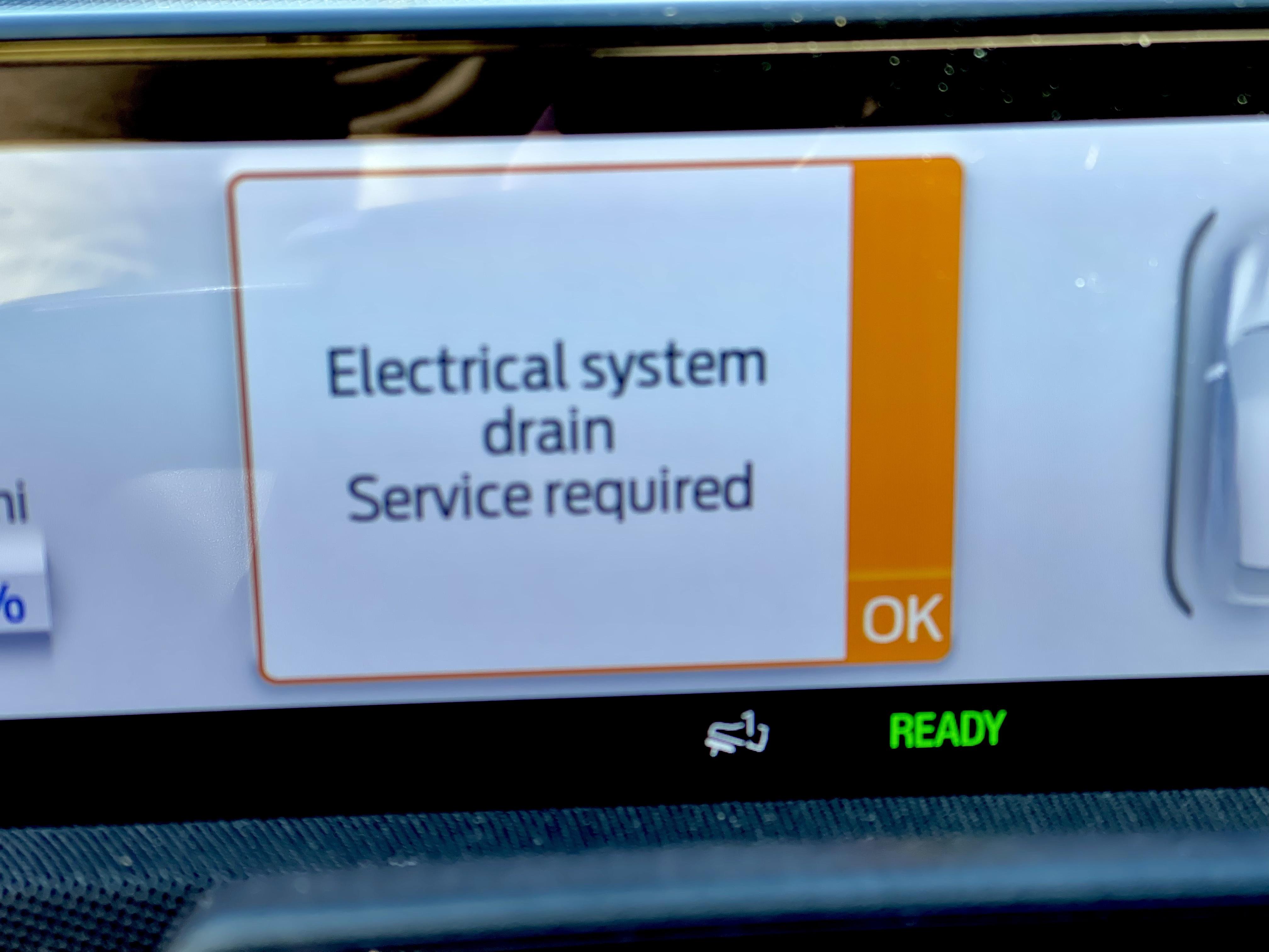 Anyone seen this Electrical system drain Service required on the Mach