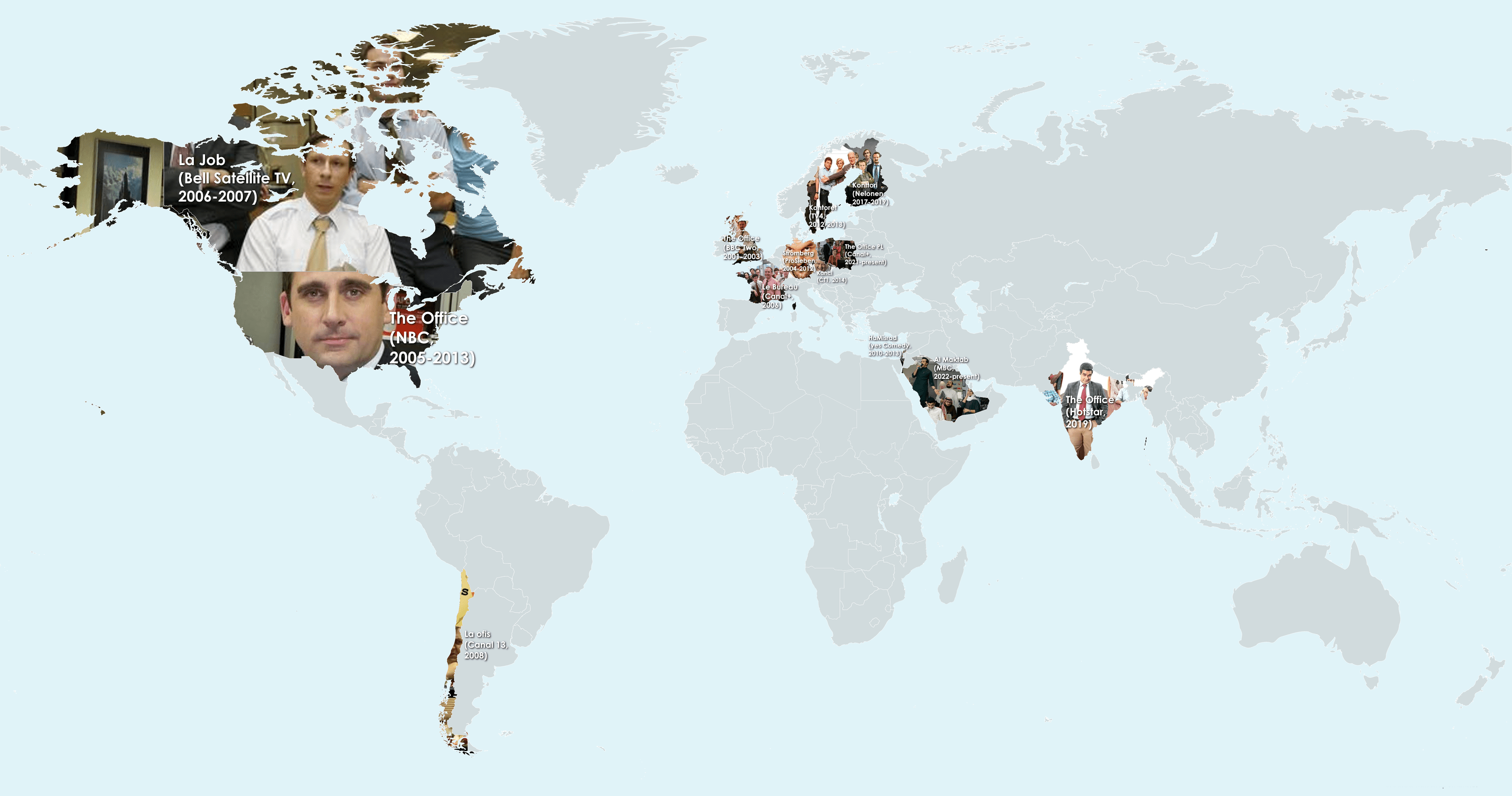 Different countries’ versions of “The Office” Maps on the 