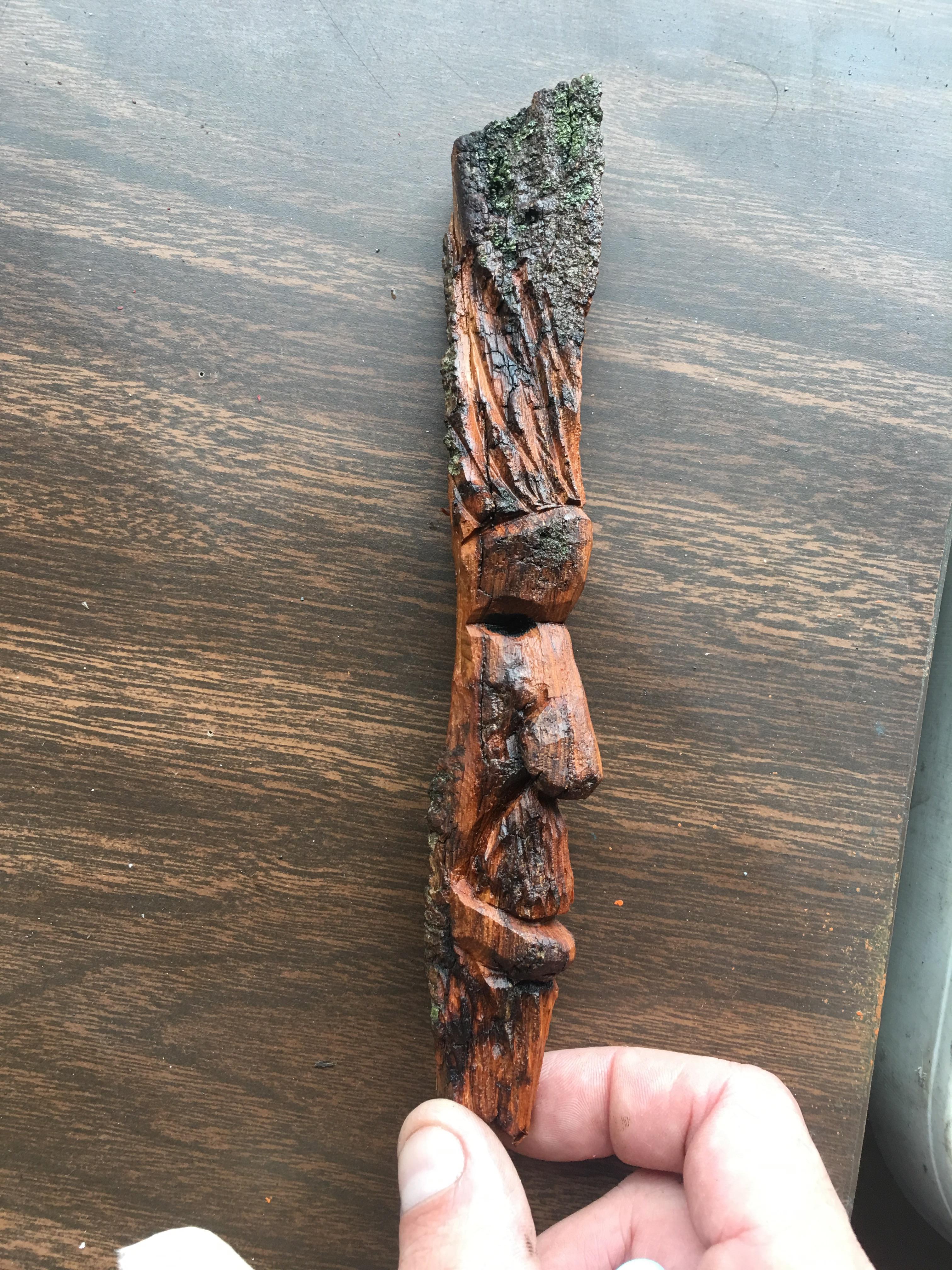 First time carving Cottonwood Bark. Soft, grainless, and easy to work