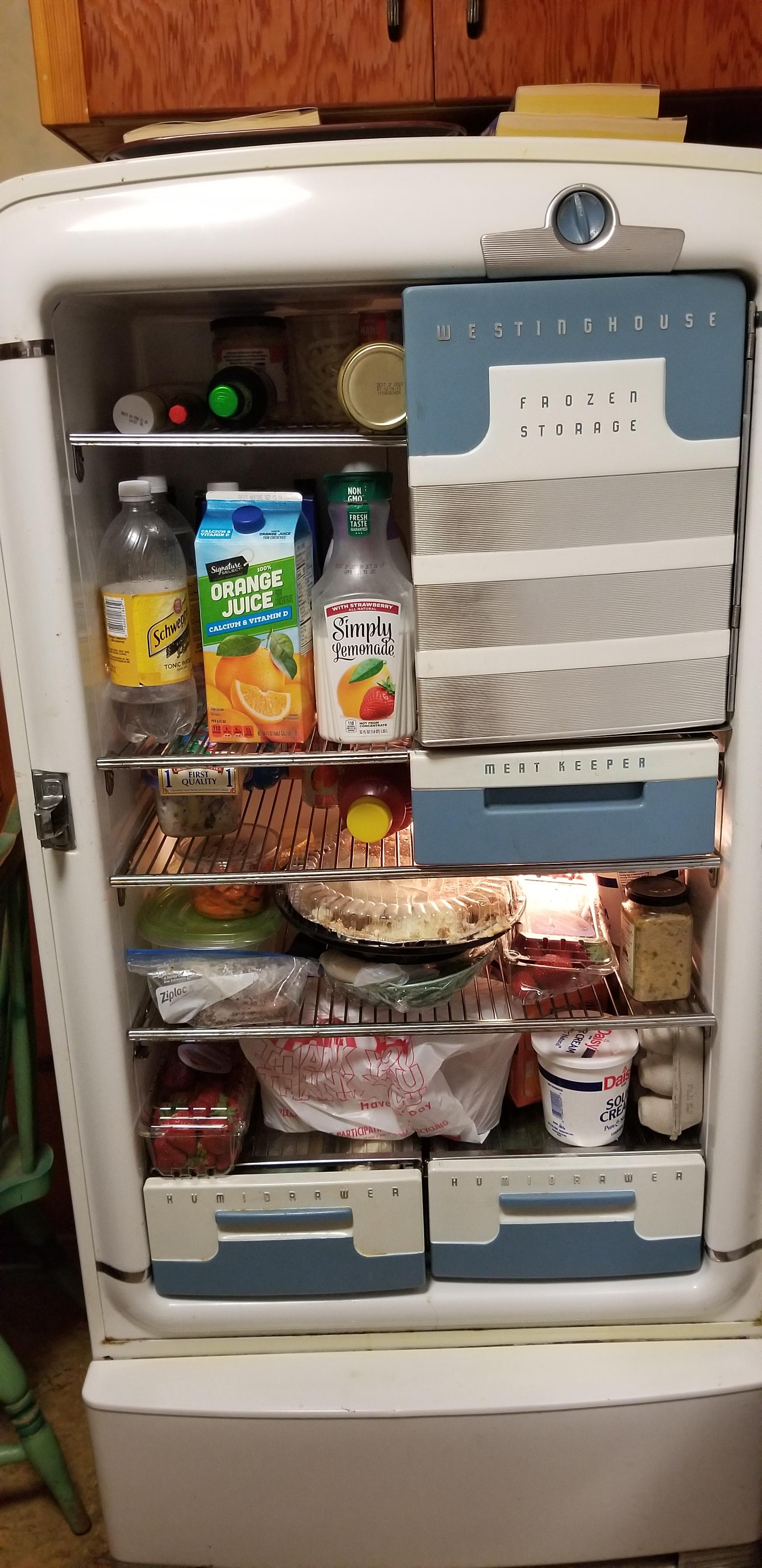 This vintage never been repaired refrigerator in our friends 75 year