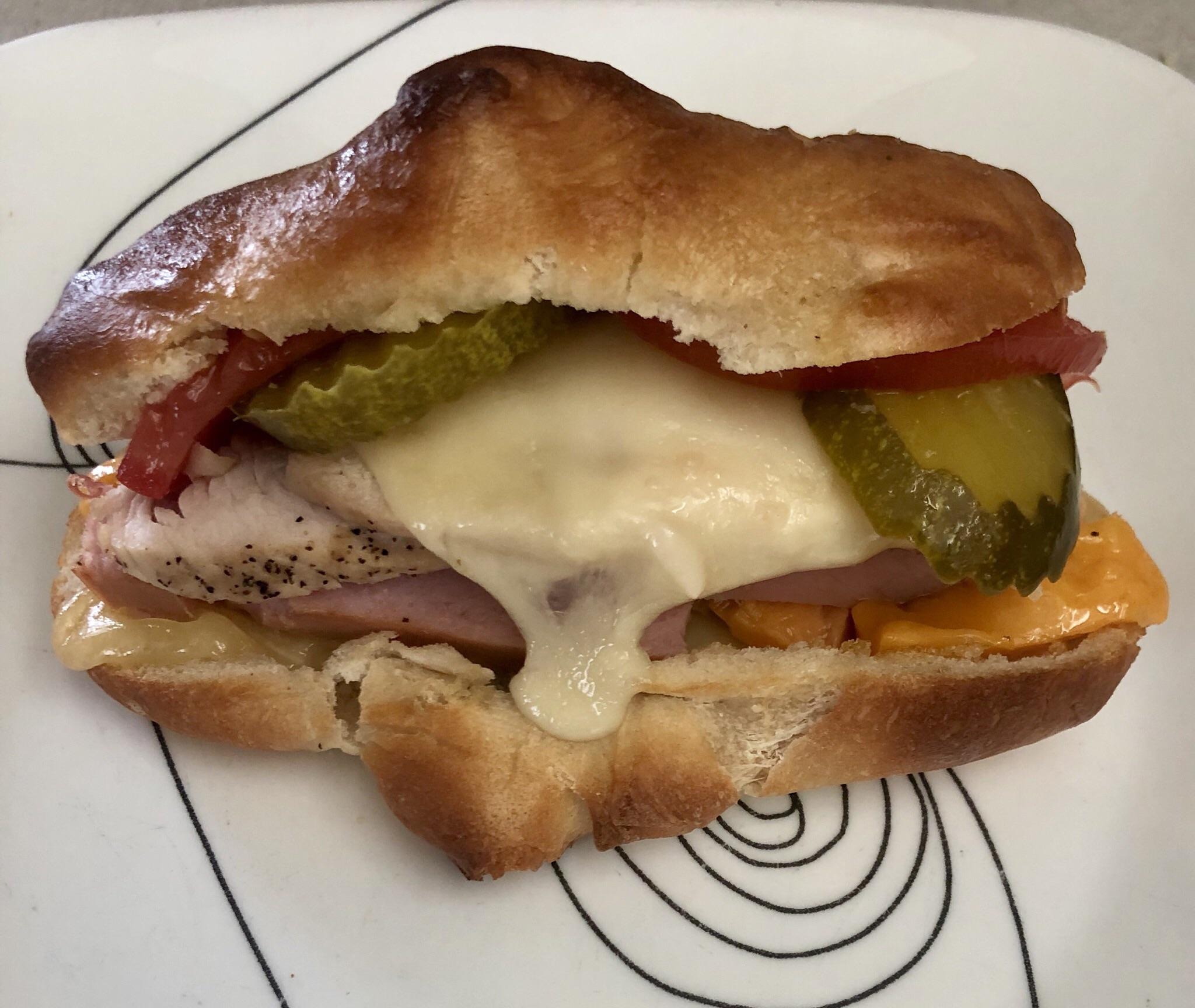 Patricia’s 77 Sandwiches 4 (three cheese Ham and turkey with garlic