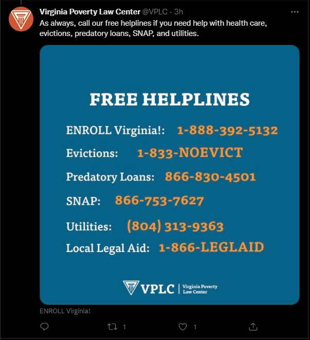Helpful Numbers if you're in VA and need help with benefits r