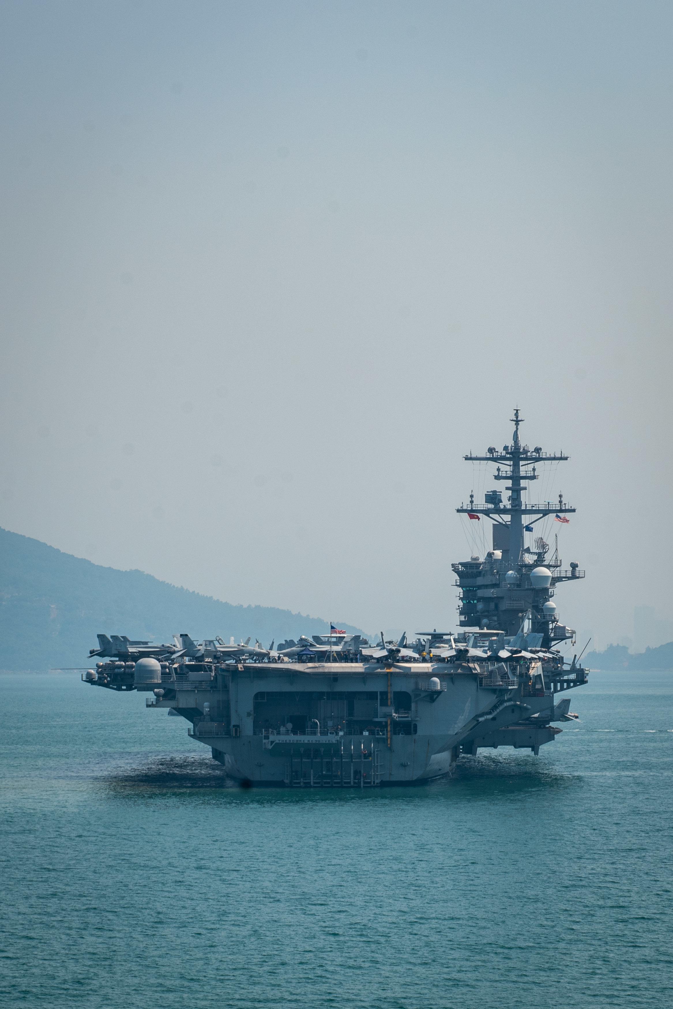 Aircraft carrier USS Theodore Roosevelt (CVN 71) at anchor near Da Nang