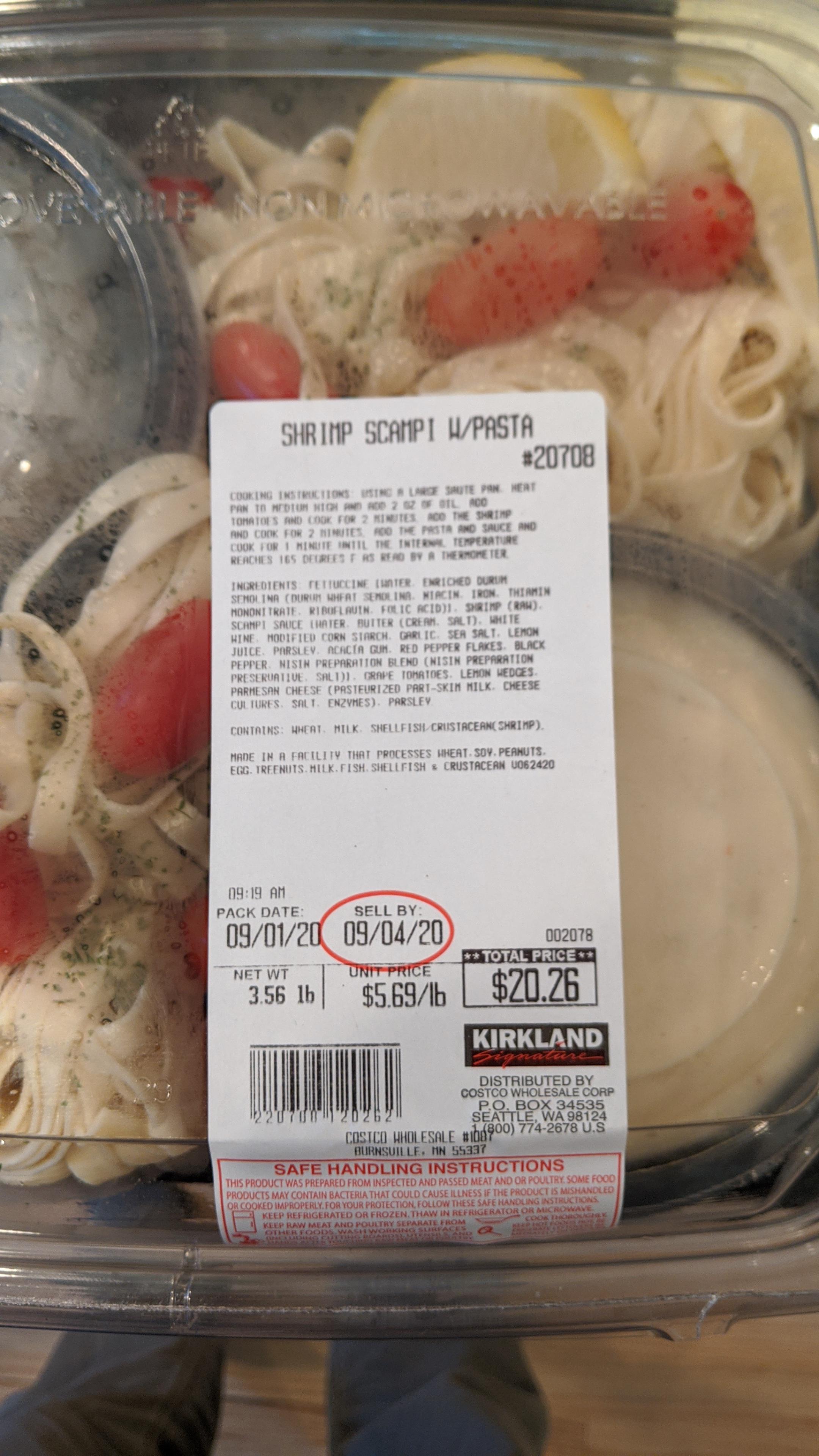Shrimp Scampi with Pasta, haven't see this before and was really good. r/Costco