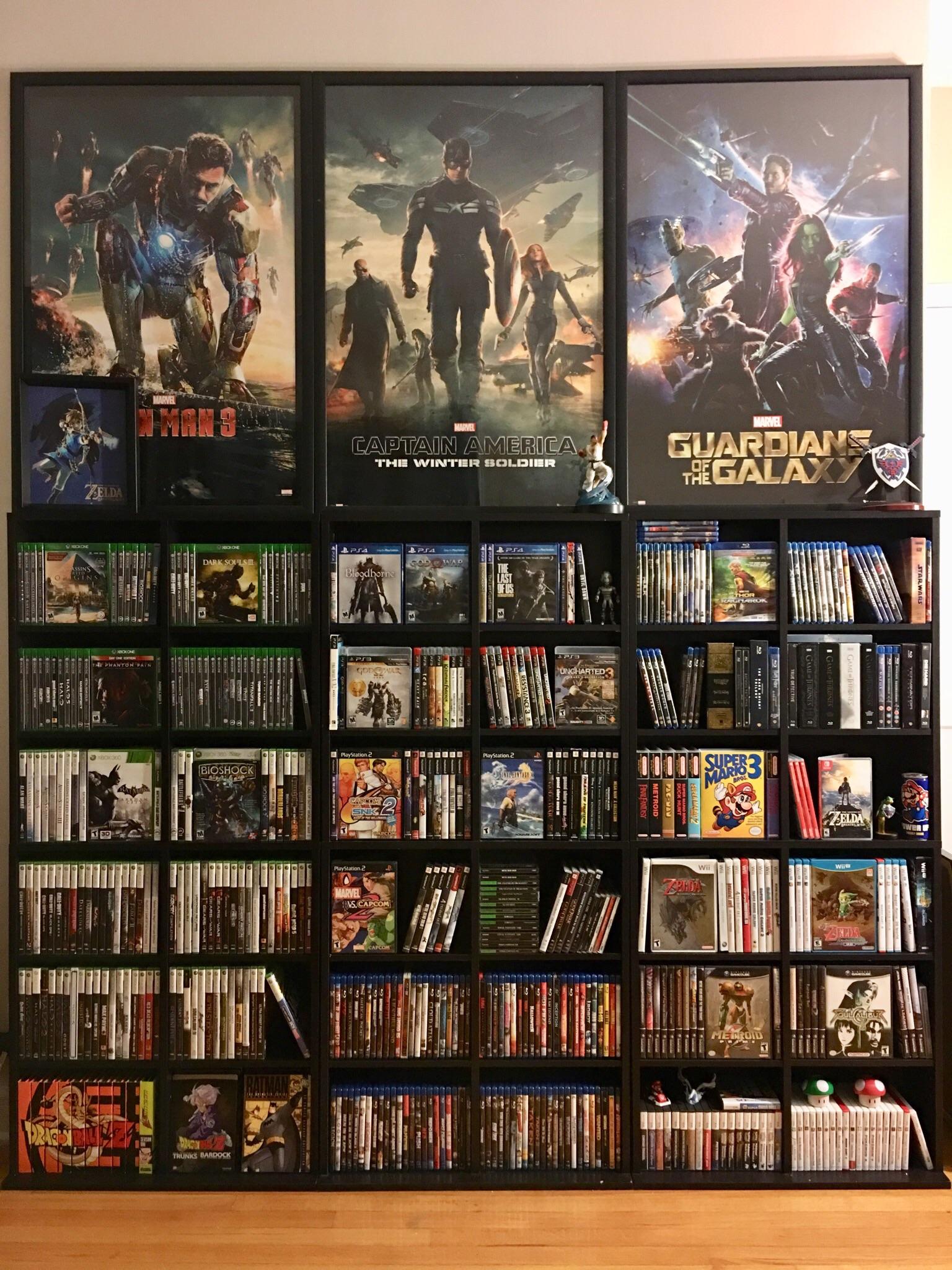 My updated gaming room shelves. Behold! r/gaming