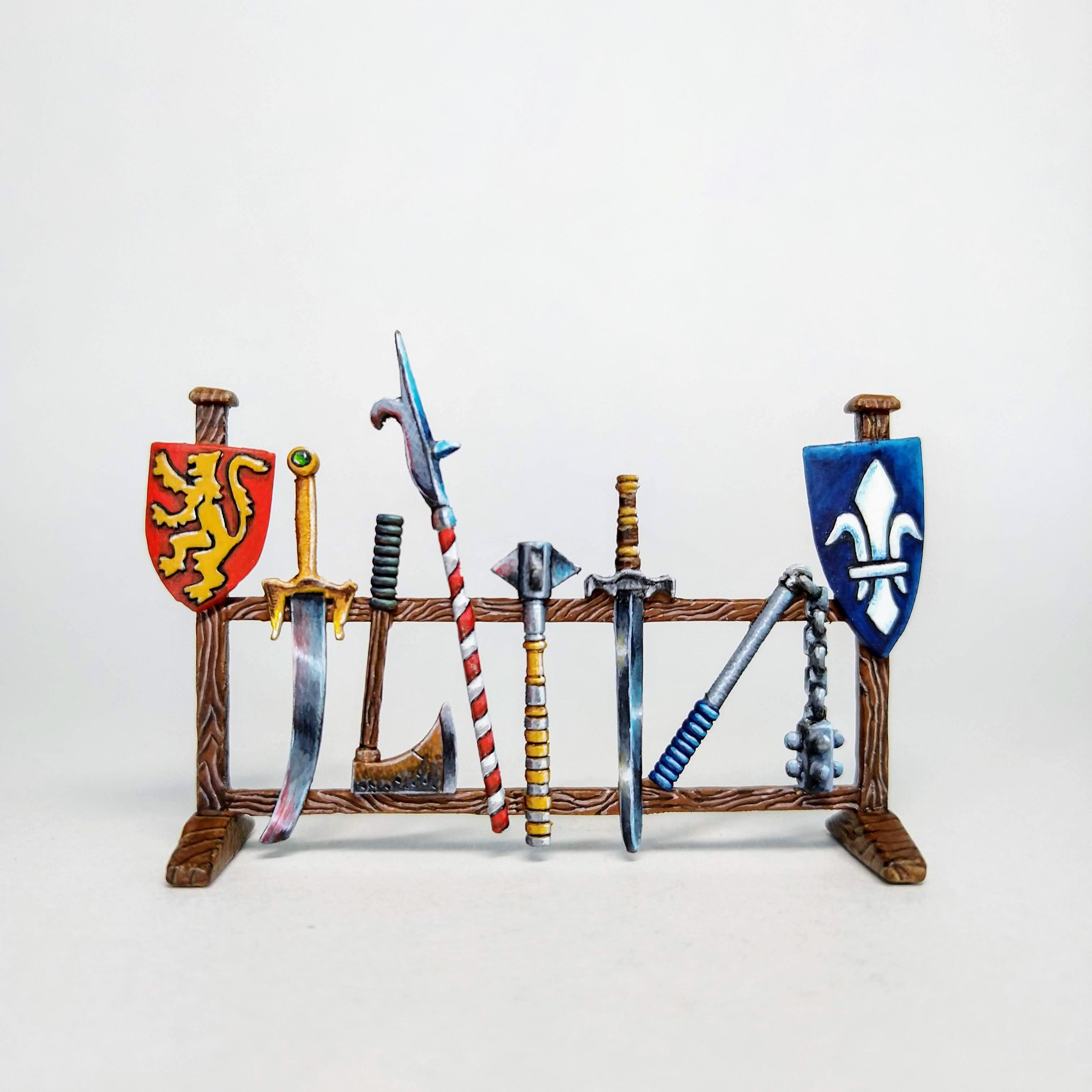 The HeroQuest weapon rack, ready for any curious adventurers to take