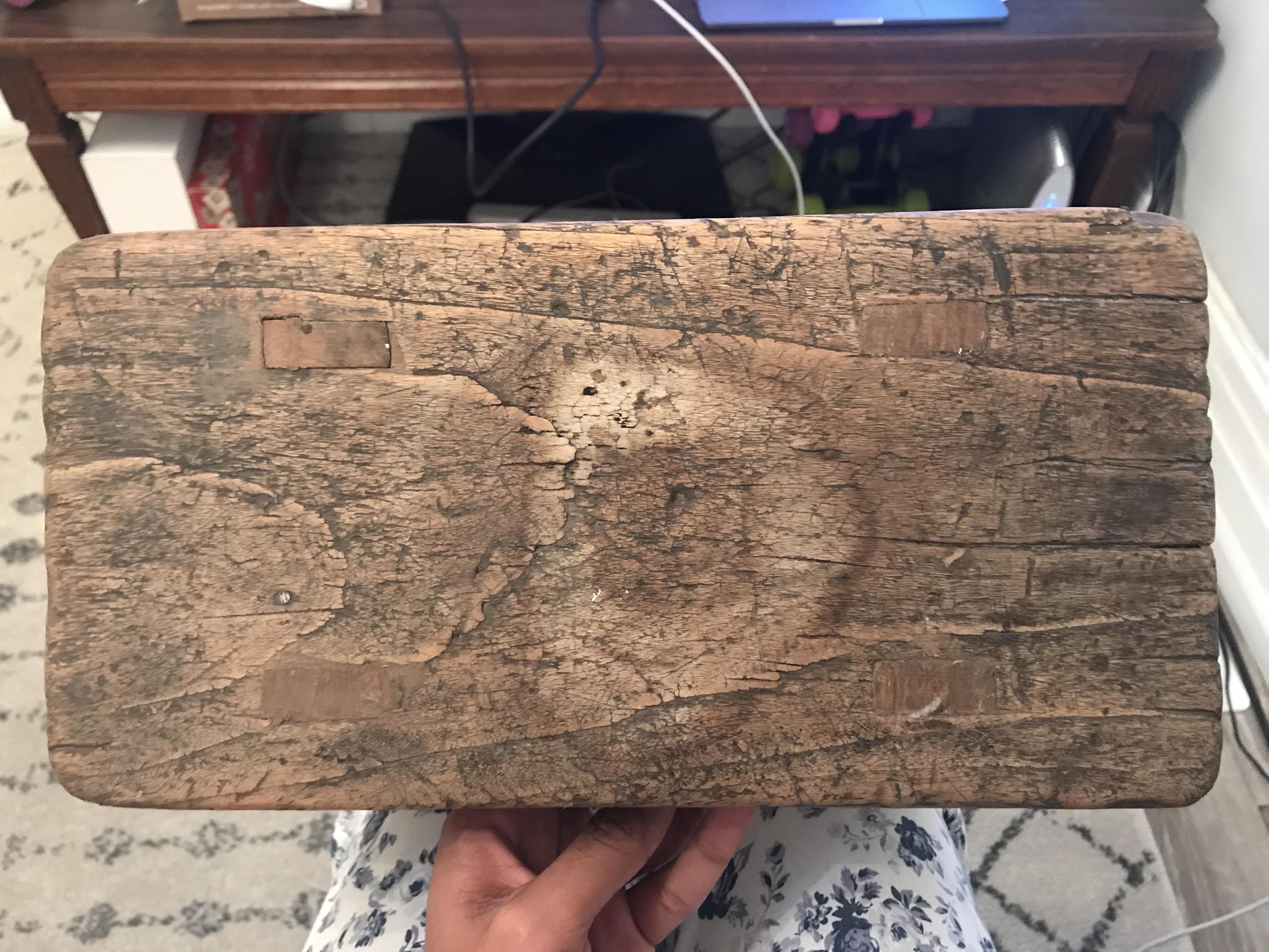 How do I remove this stain from a small wooden stool? r/howto