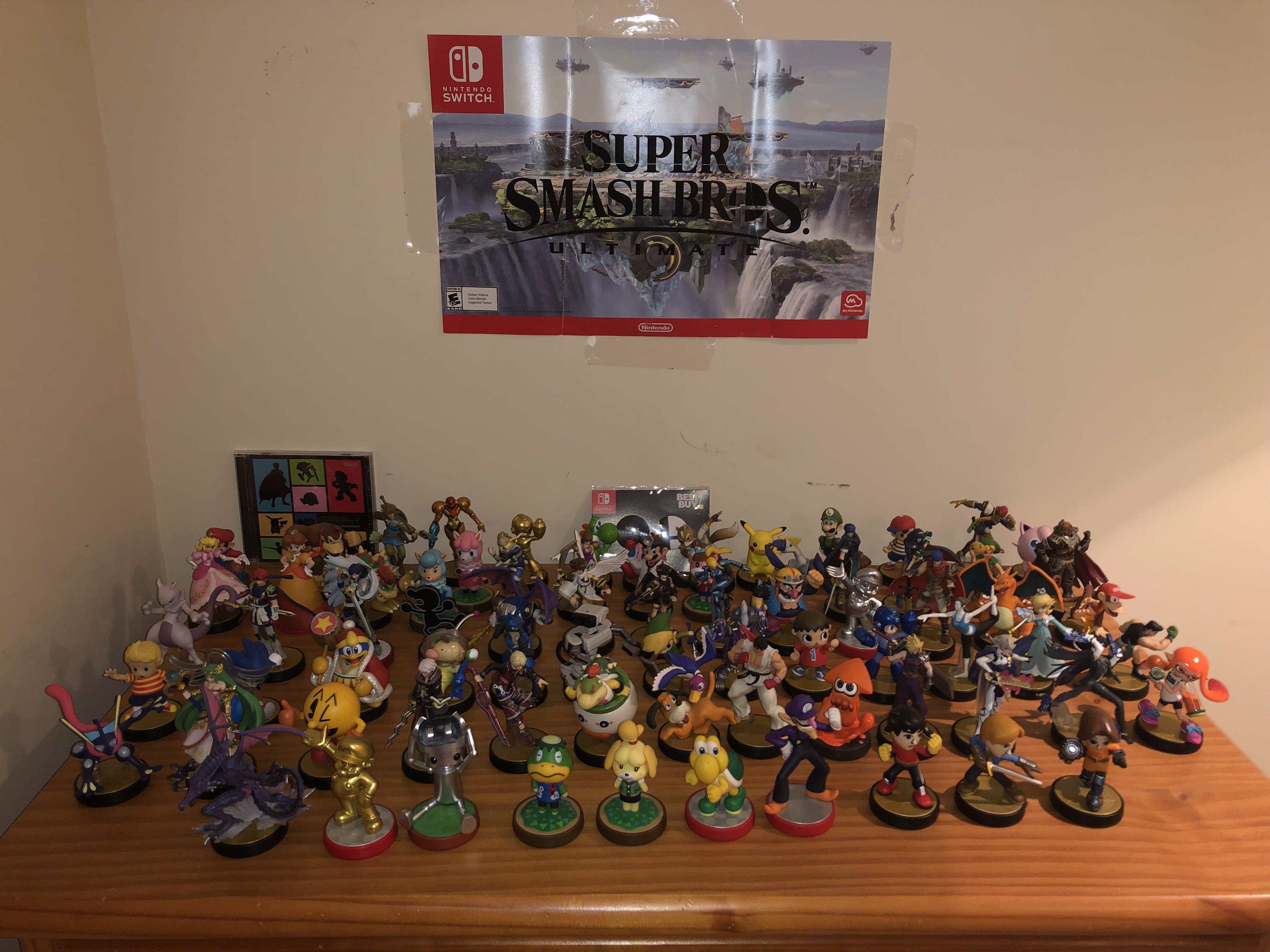 All Super Smash Bros. Series amiibo with others as placeholders for the