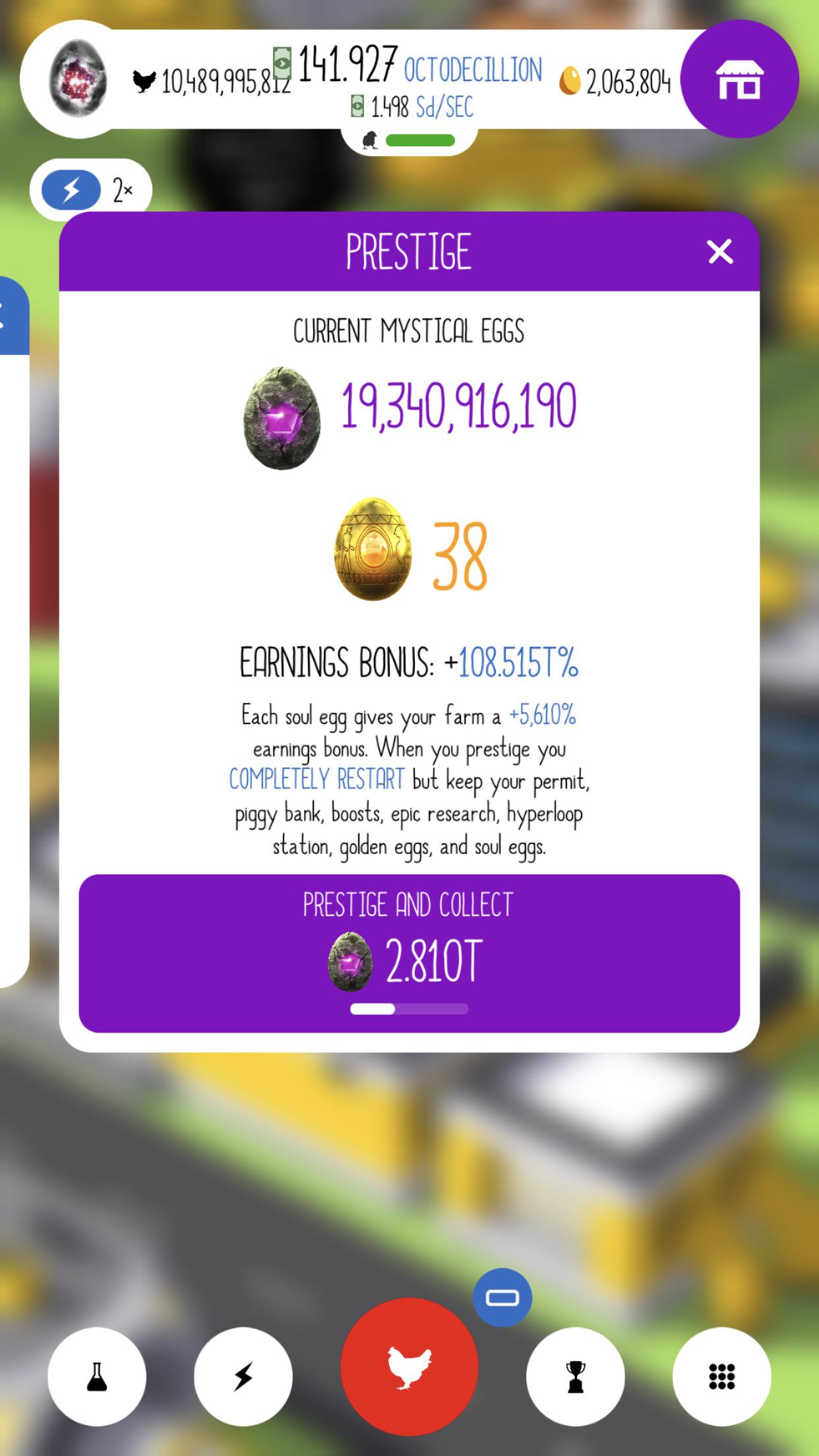 The rule of thumb is to try and double your Mystical Eggs per prestige