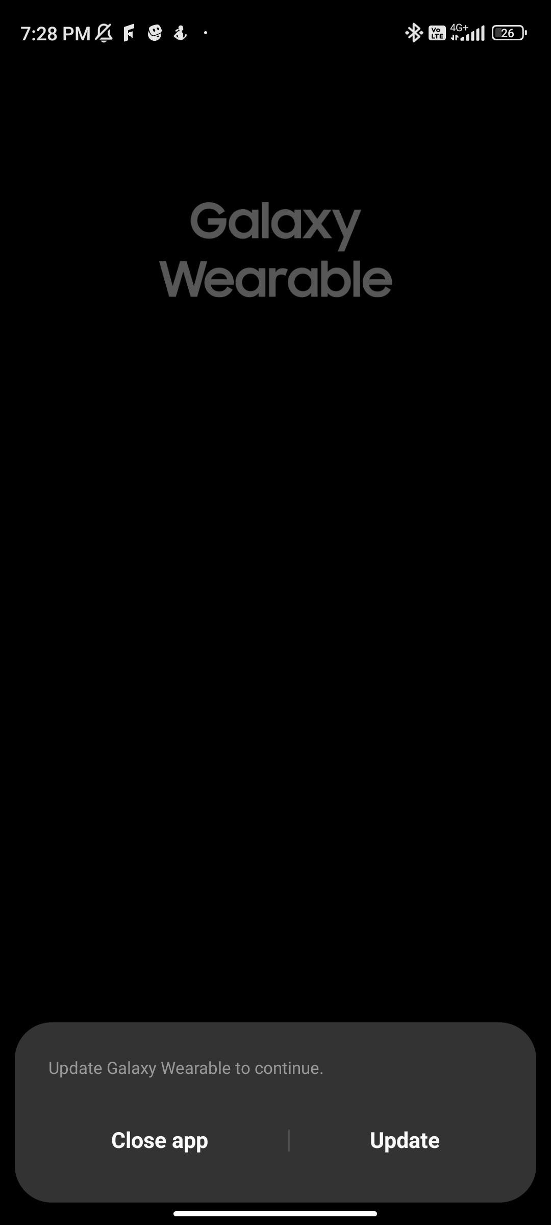 Galaxy wearable app is asking me to update but in the play store there