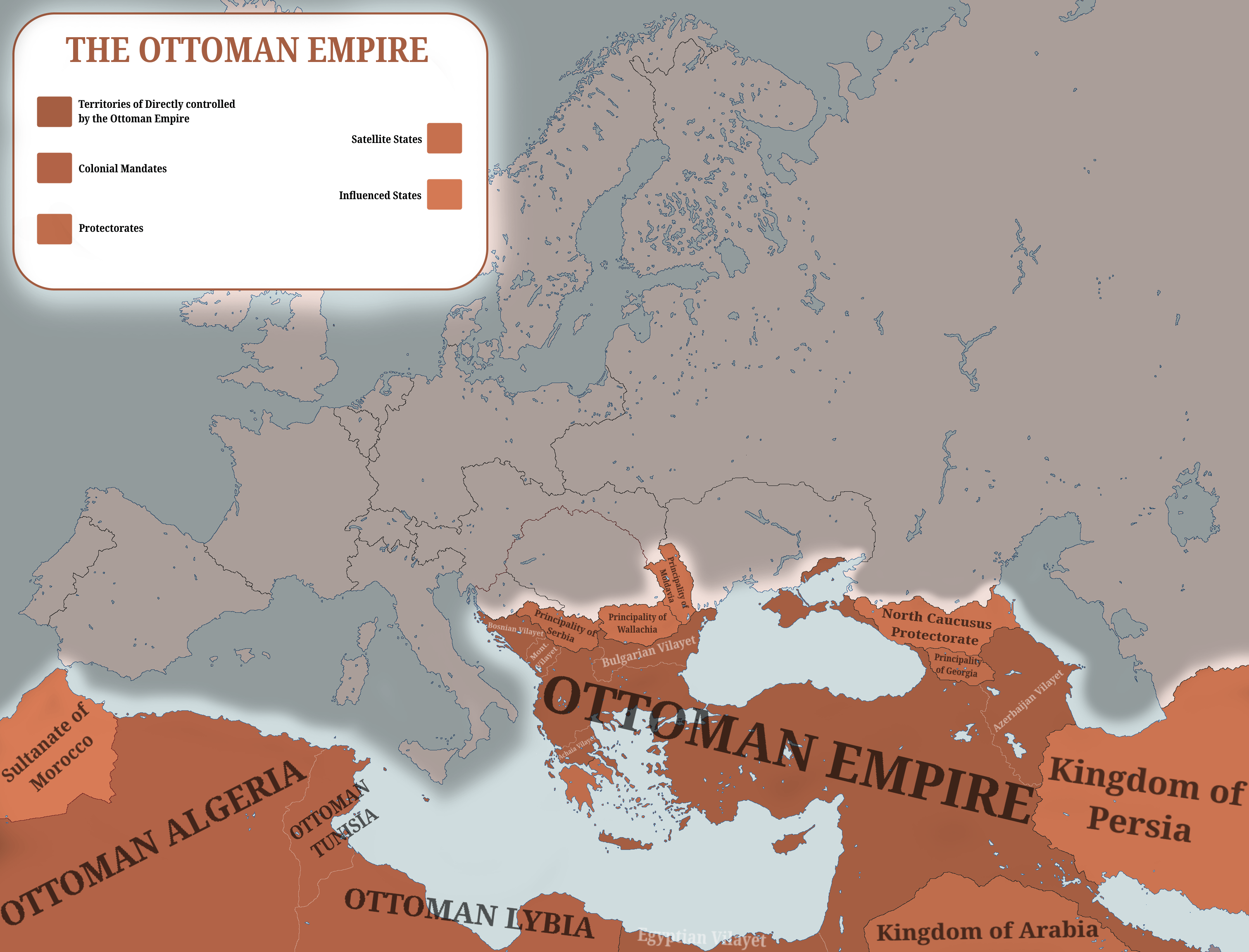 The Ottoman Empire & her Sphere of Influence r/imaginarymaps