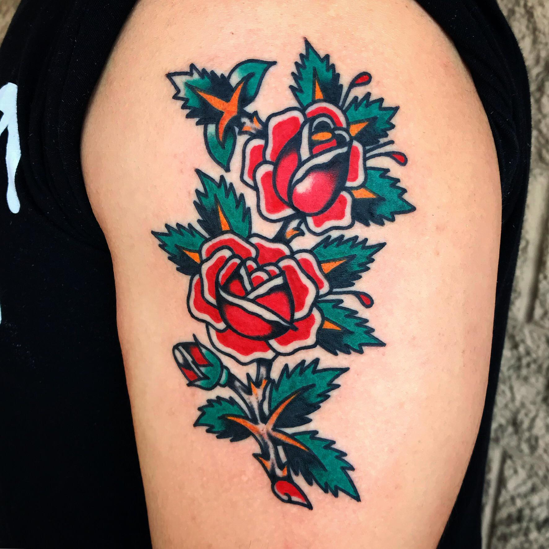 Roses by me (aptattooer) done at Classic Tattoo Upland, CA