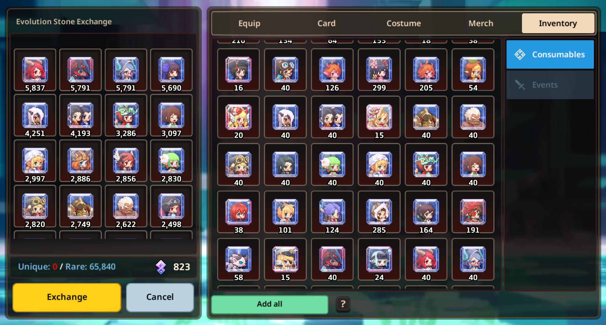 Day 1 global player. Just learned that you can exchange excess evo