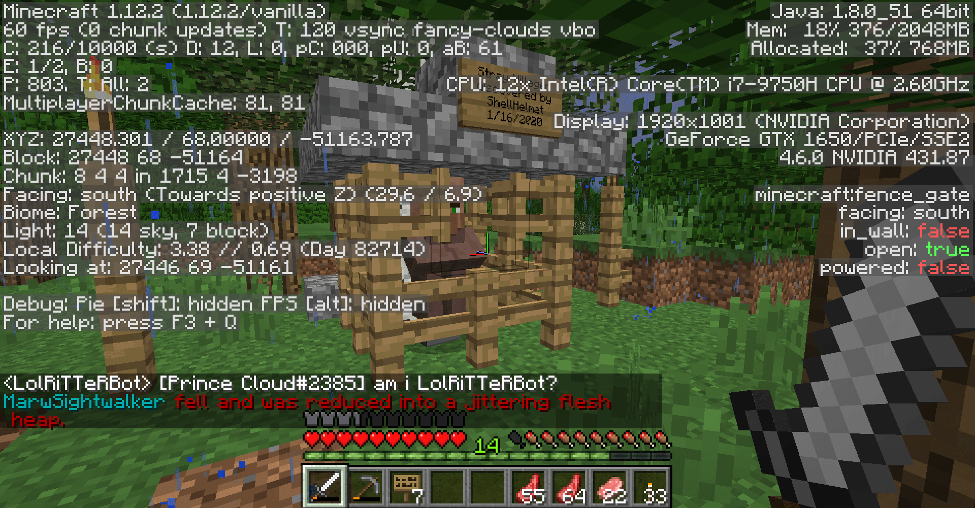 I discovered a random villager wandering in a forest. I leave you the