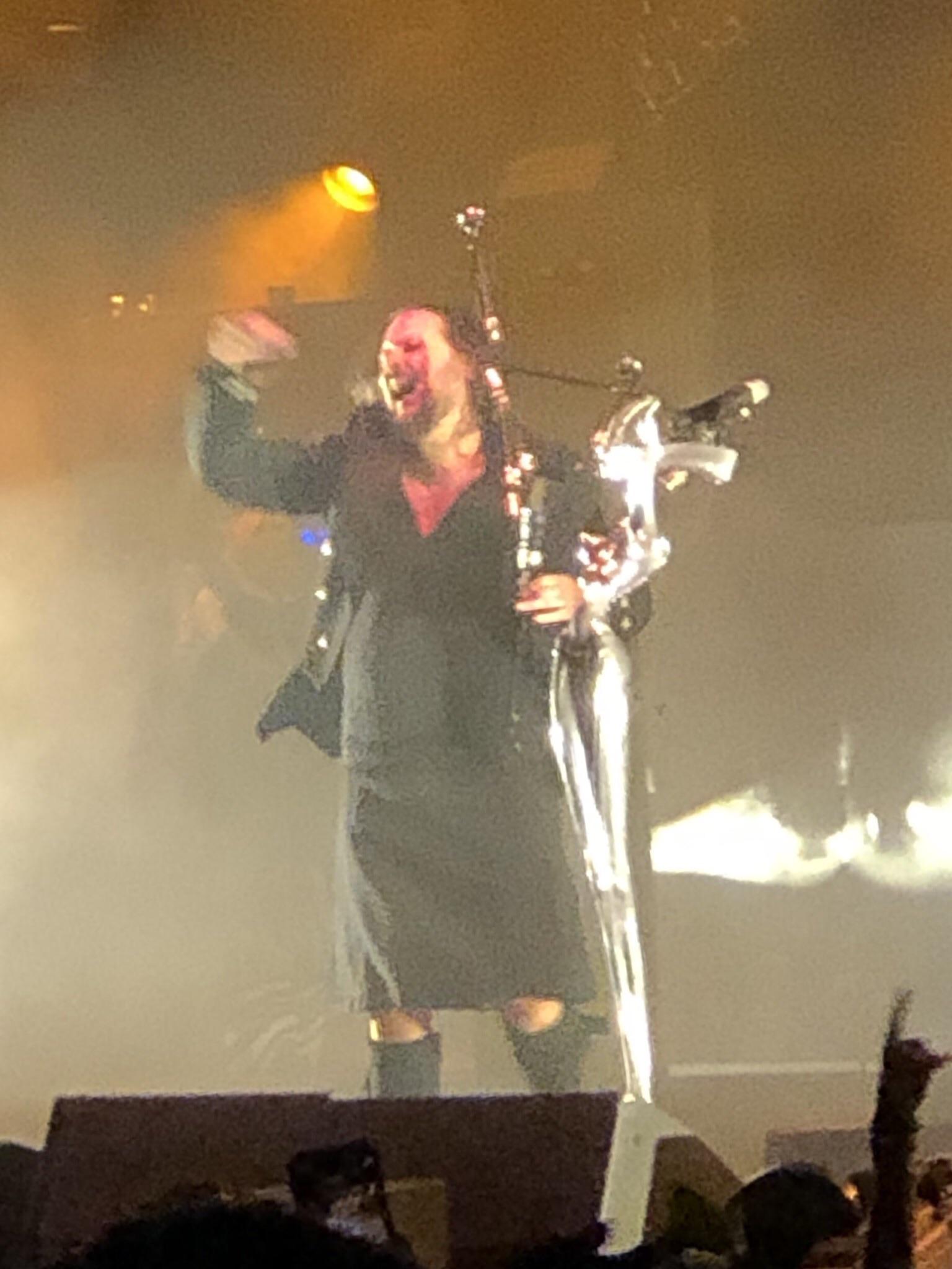 Jonathan playing the bagpipes at tonight’s show r/Korn