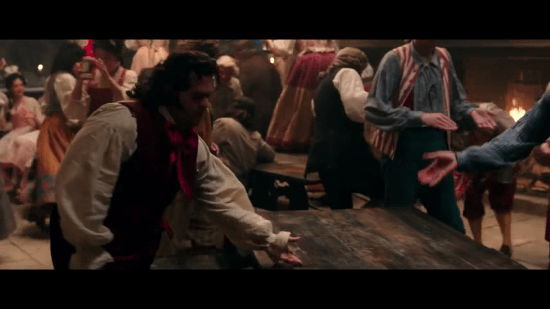 In Beauty and the Beast (2017), during Gaston's song, you can briefly