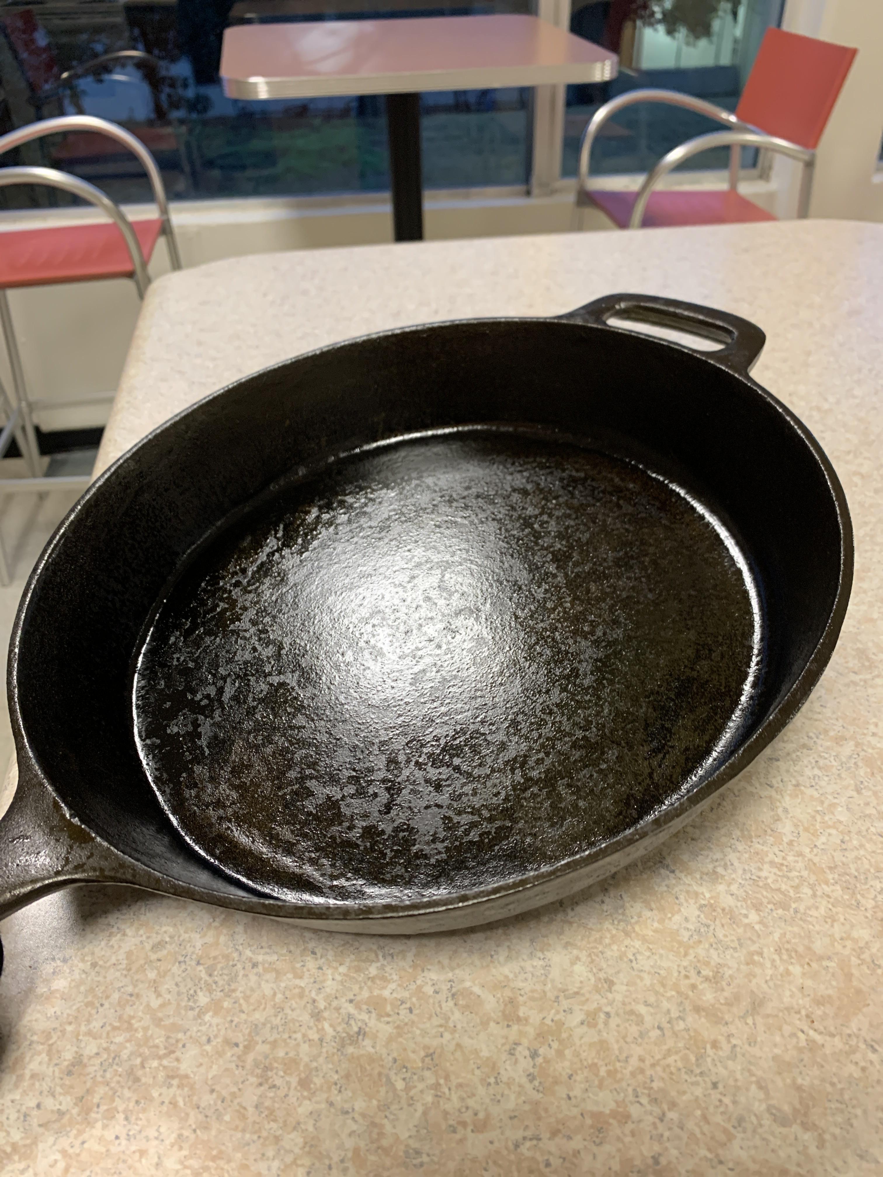 This is my first time seasoning a cast iron pan. I cleaned it using