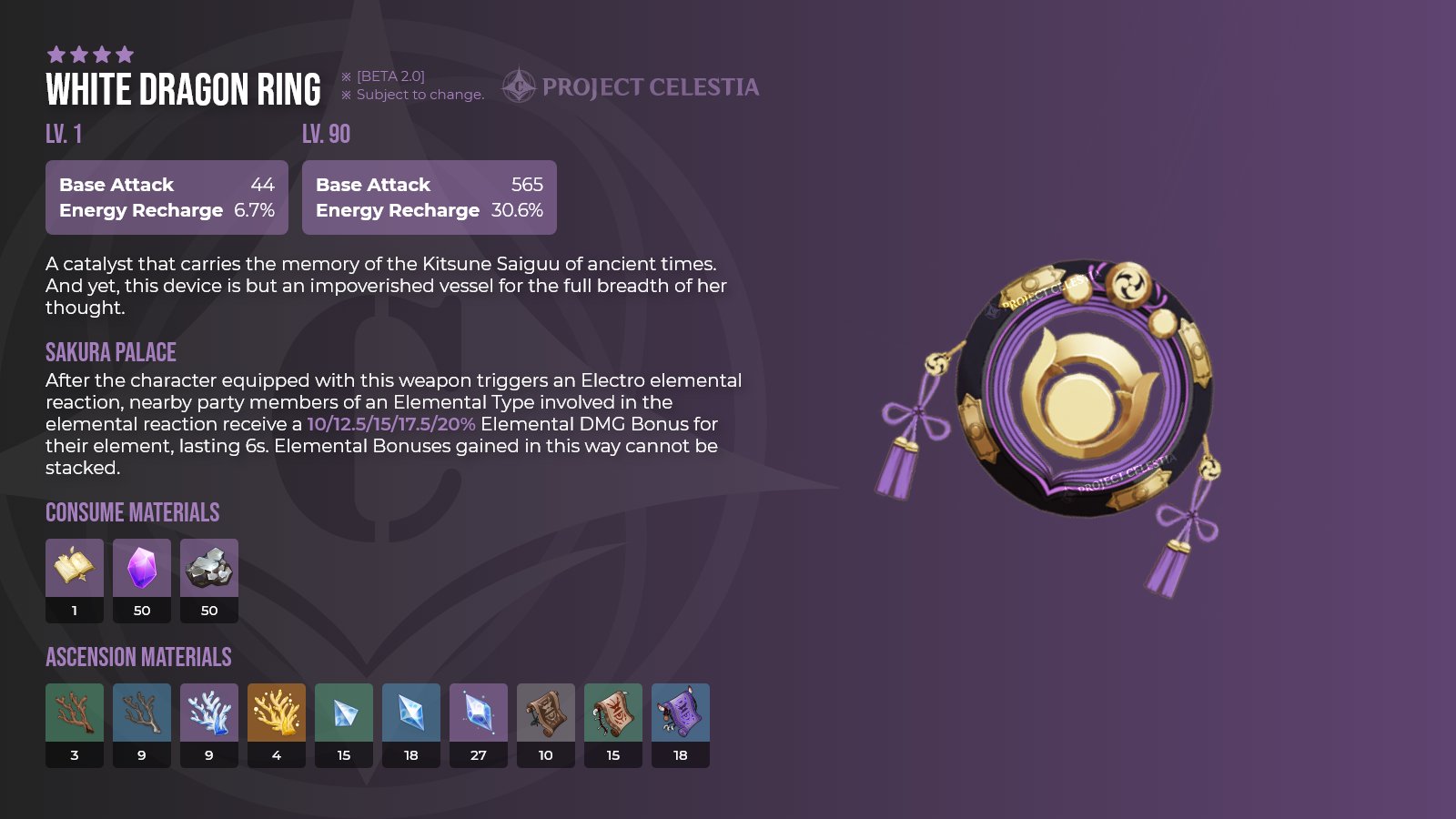 [2.0 BETA] 4★ Catalyst — White Dragon Ring One of the 5 new craftable