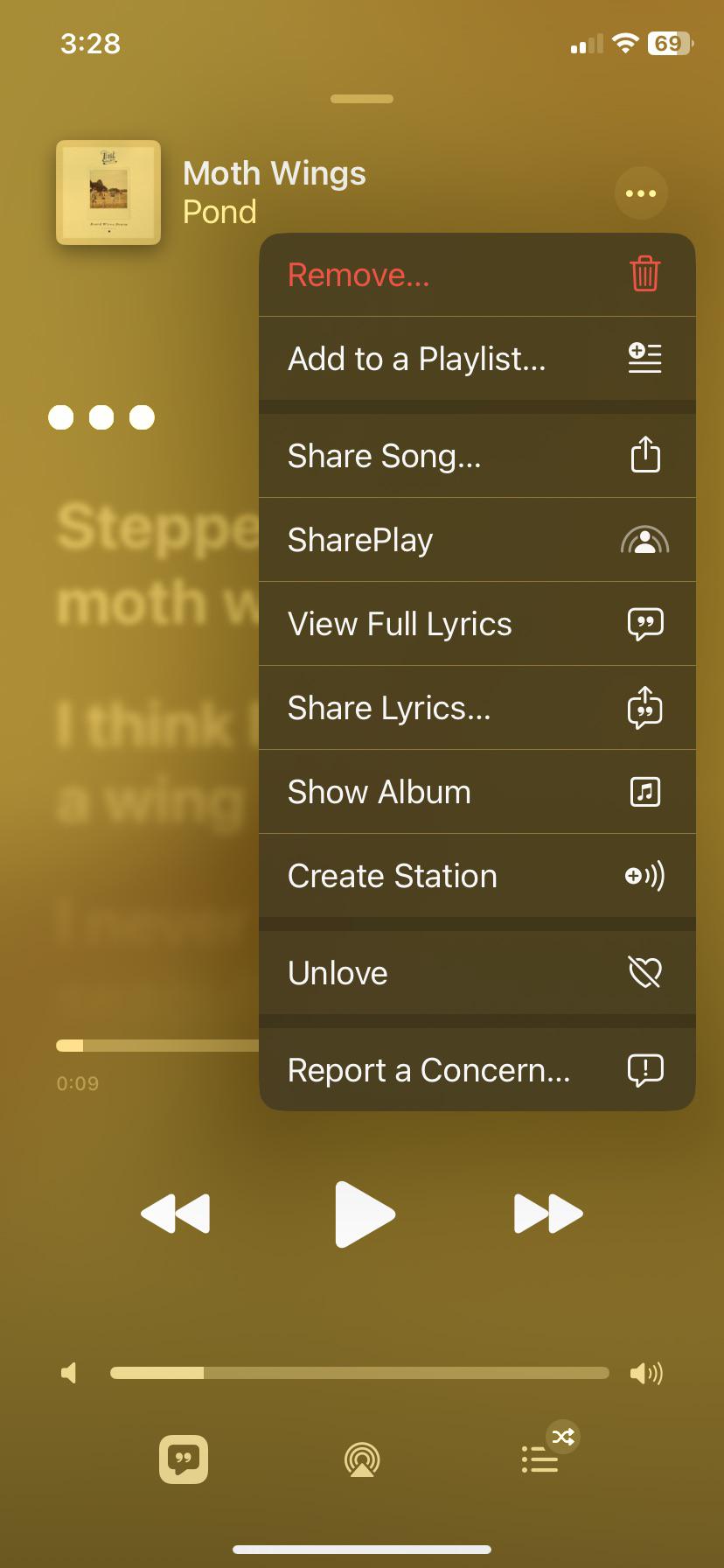 [iOS 16.2 DB4] Apple Music now has the "Report a Concern" option in the