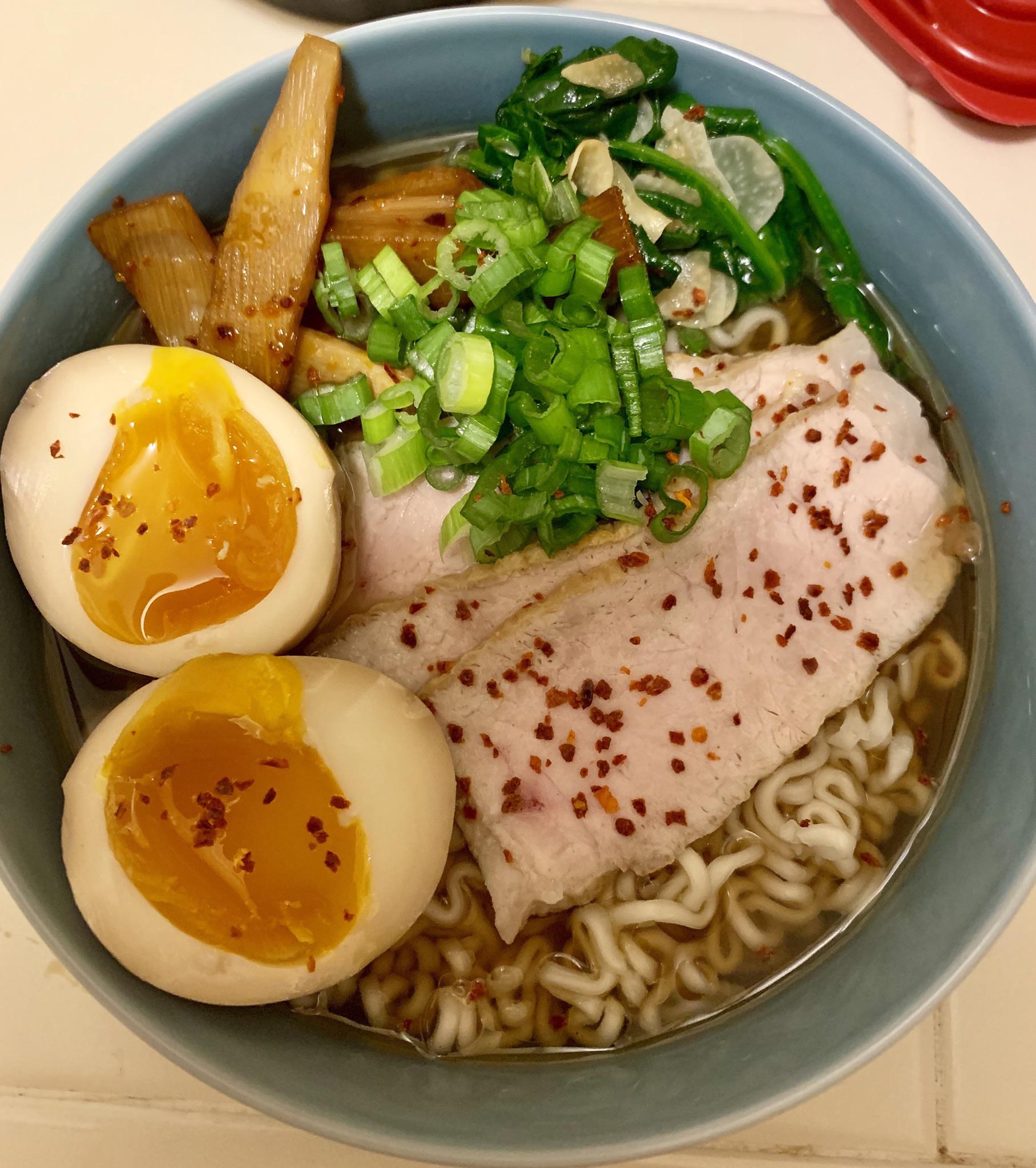 My first attempt at homemade ramen, very proud of the egg ramen