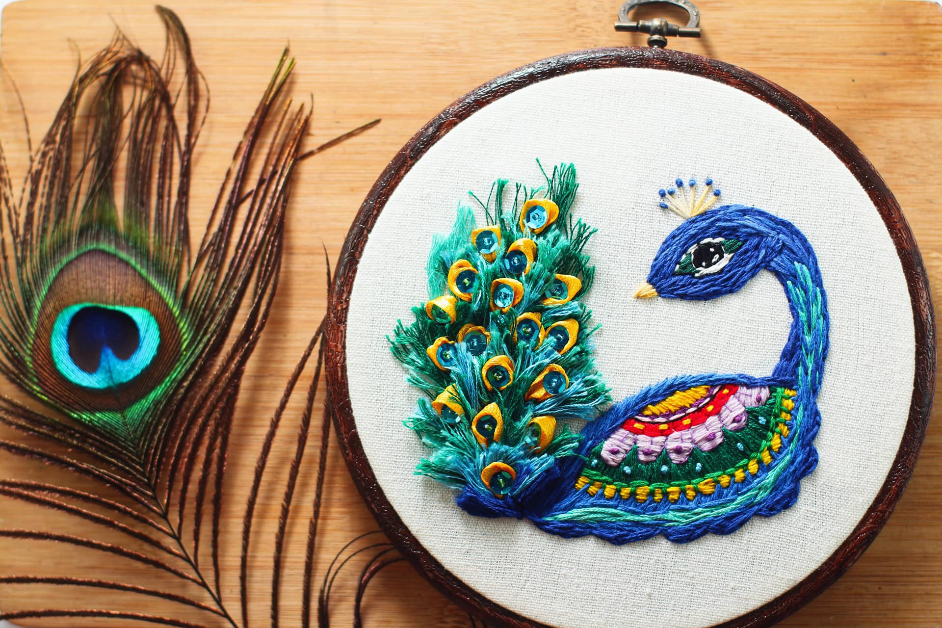My peacock hand embroidery hoop art r/peacocks