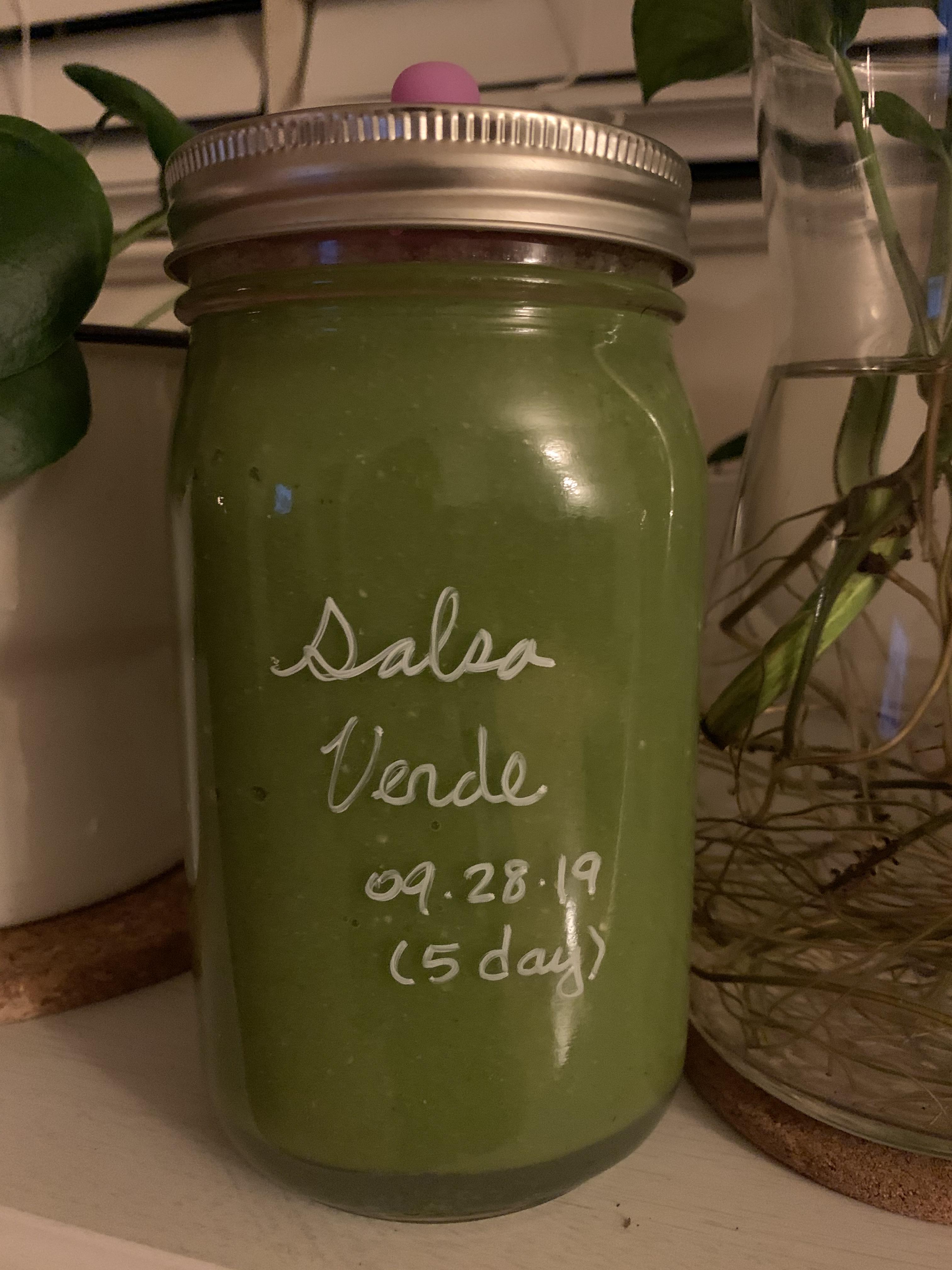 Our current favorite ferment salsa verde! Blitz tomatillos, jalapeños