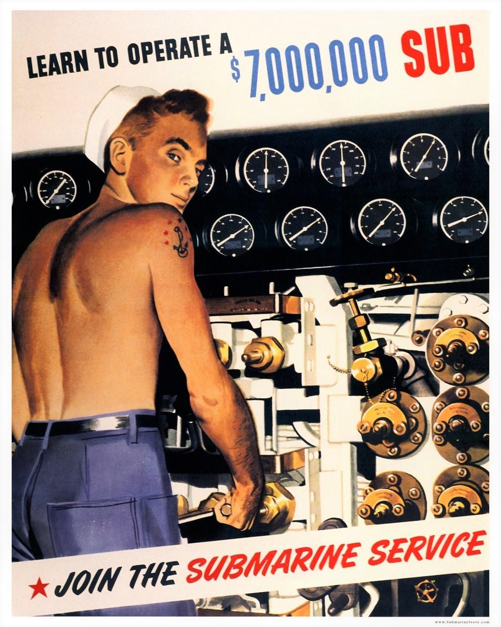 "JOIN THE SUBMARINE SERVICE, LEARN TO OPERATE A 7000,000 SUB" / US