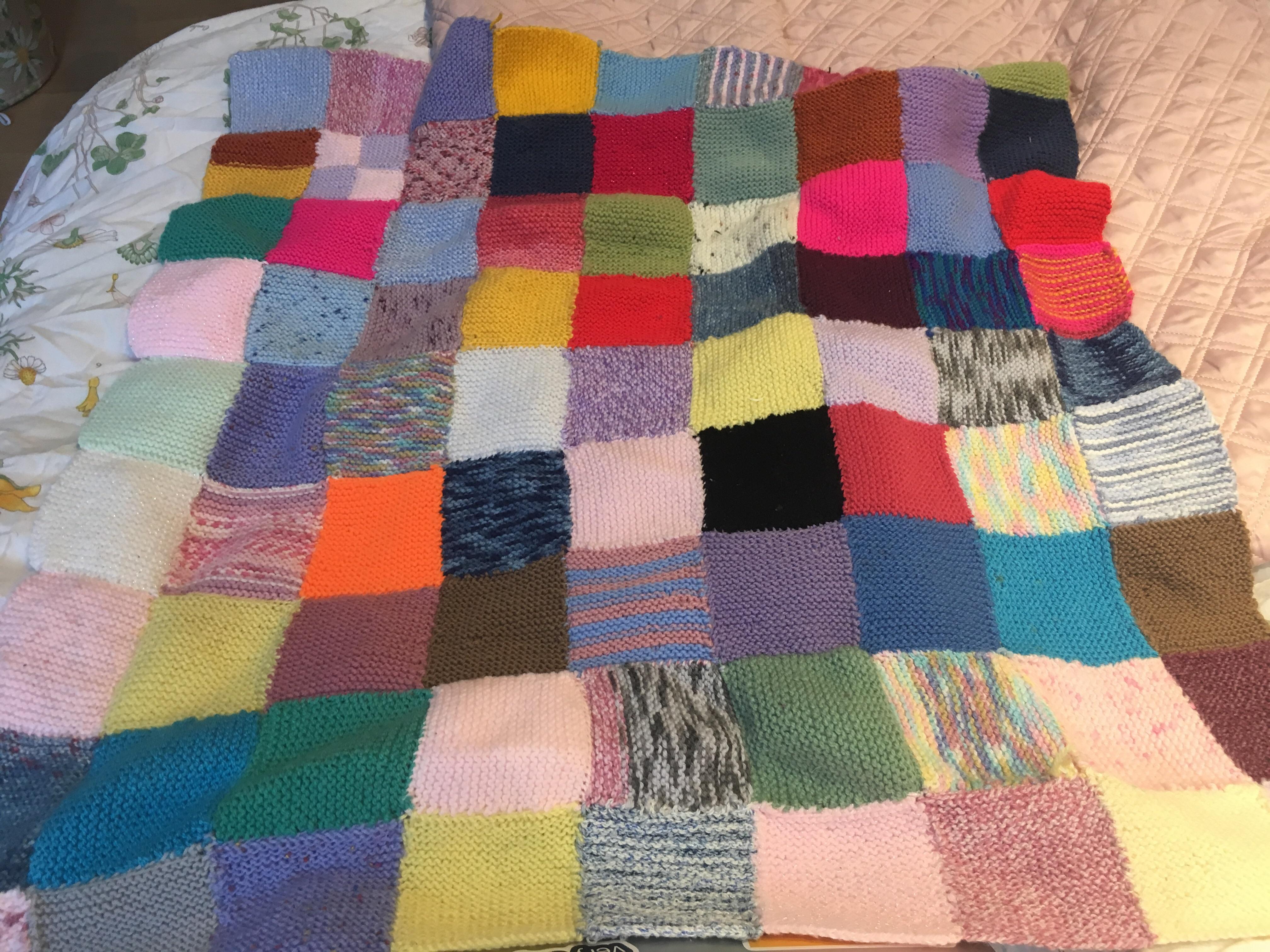 Started this blanket years ago, but the squares are misshapen and