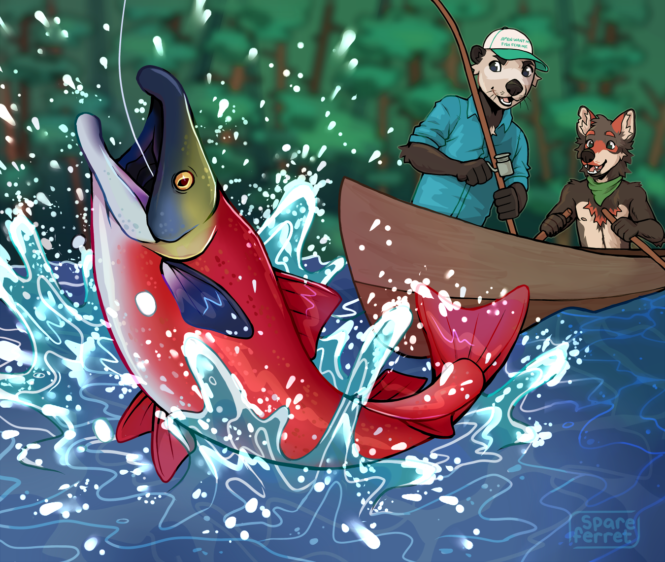 fishing buddies (by spareferret on twitter) r/furry