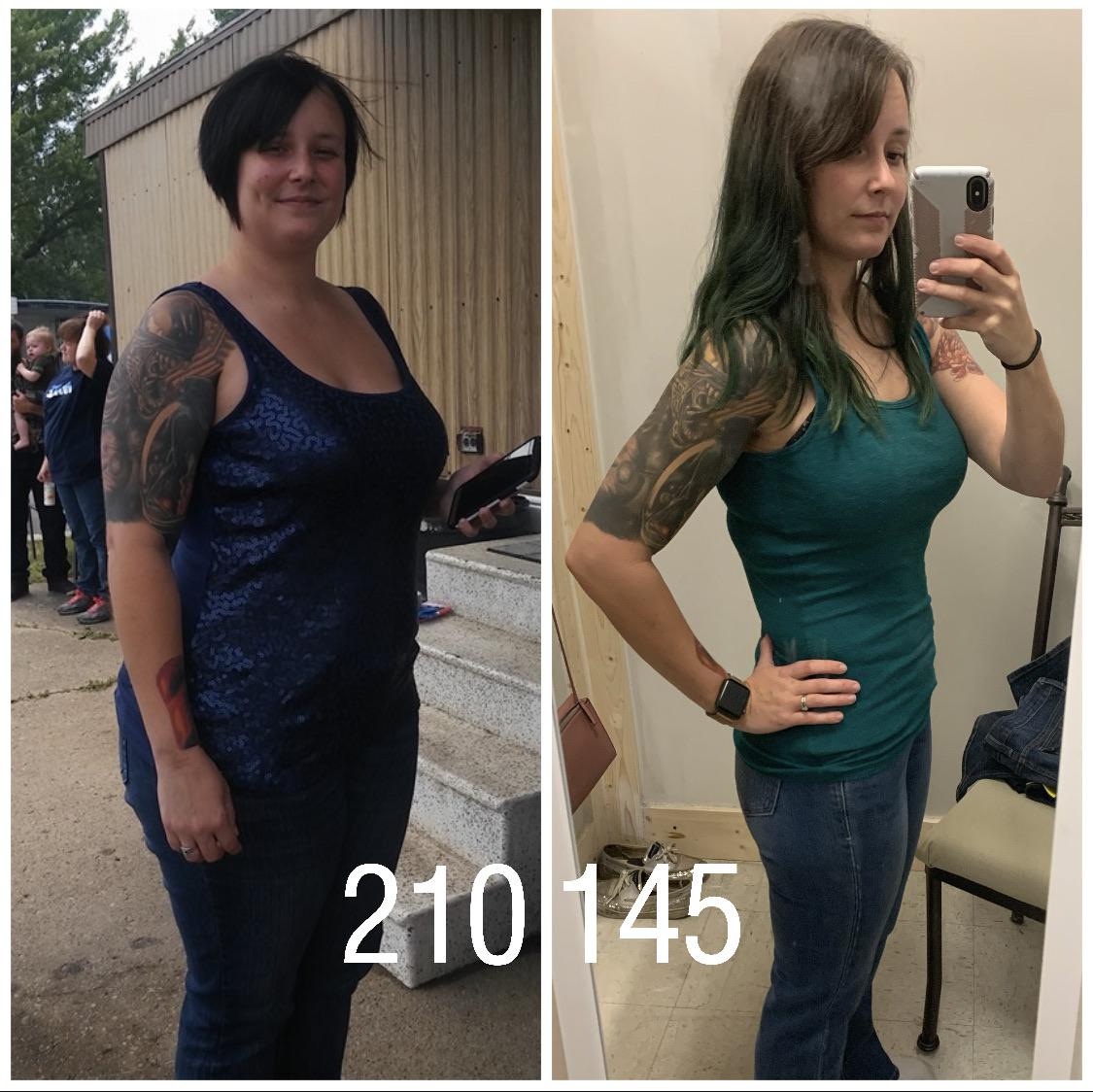 F/29/5’6” [210145 = 65 lbs lost] from a size 16 to a 4/6. I never