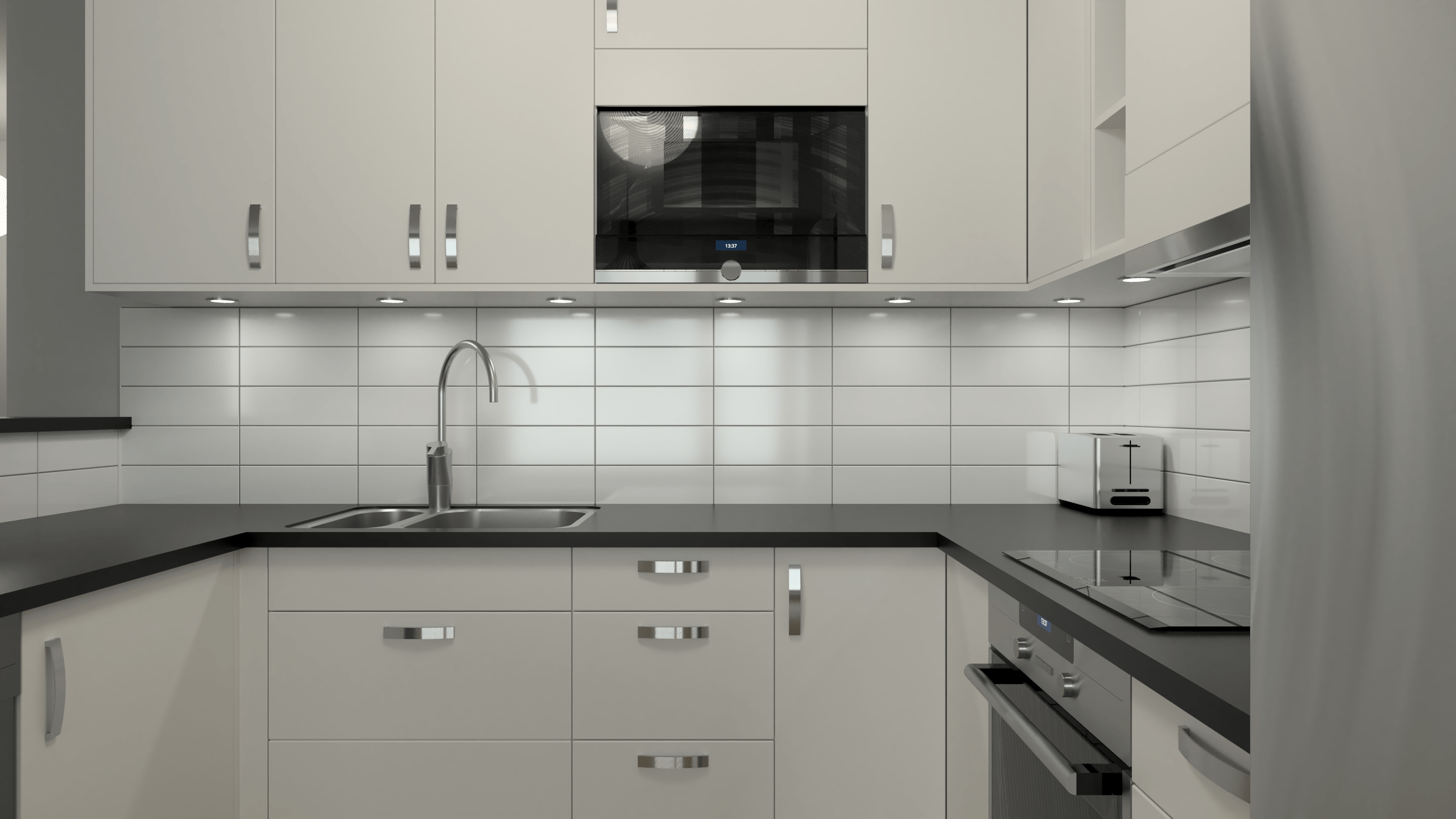 My own kitchen modeled and rendered in Fusion360 r/Fusion360