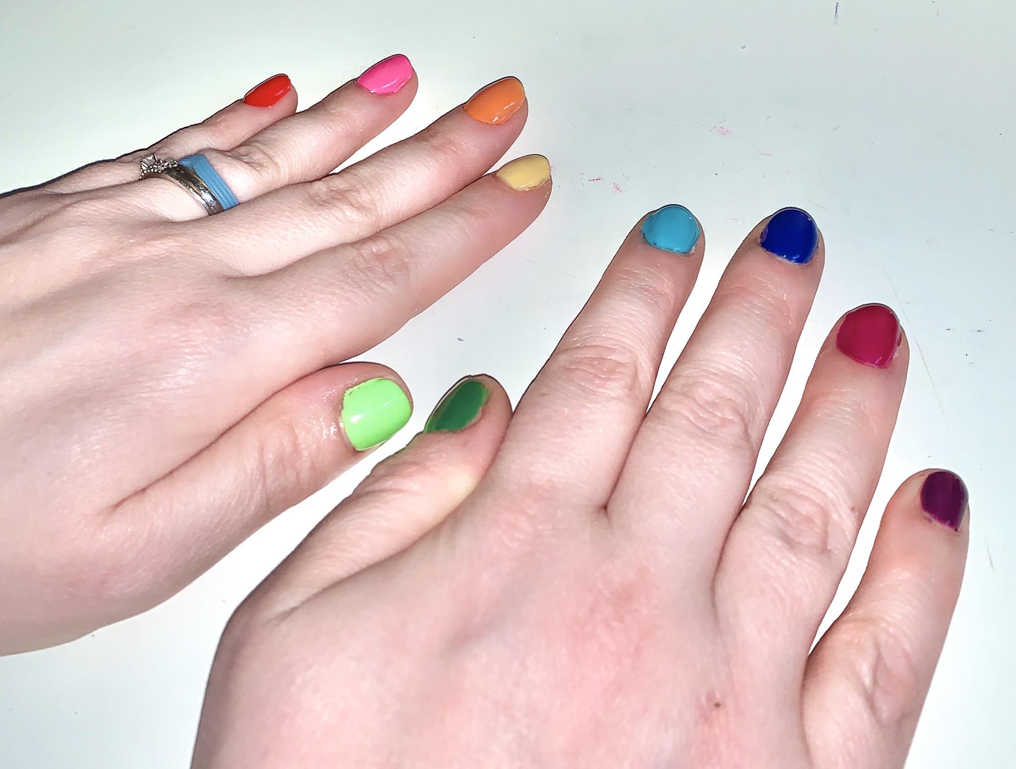 Rainbow nails for my son’s 10th bday (theme) & St. Patty’s Day 🥰🌈🍀 r