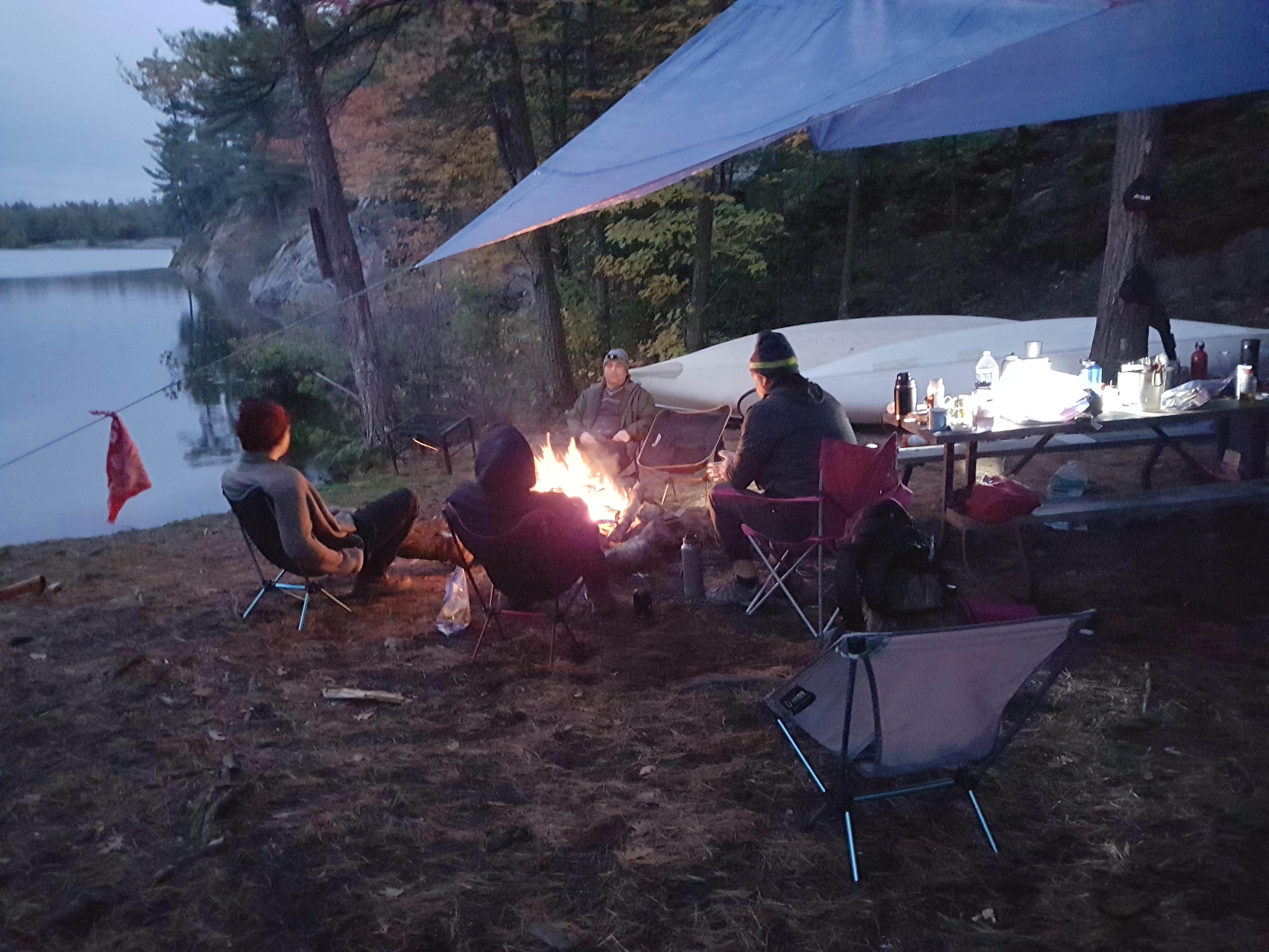 Sheltered site on a rainy night. Oastler Lake ON, Canada. camping