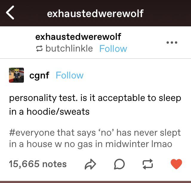 is it acceptable to sleep in a hoodie/sweats? r/tumblr