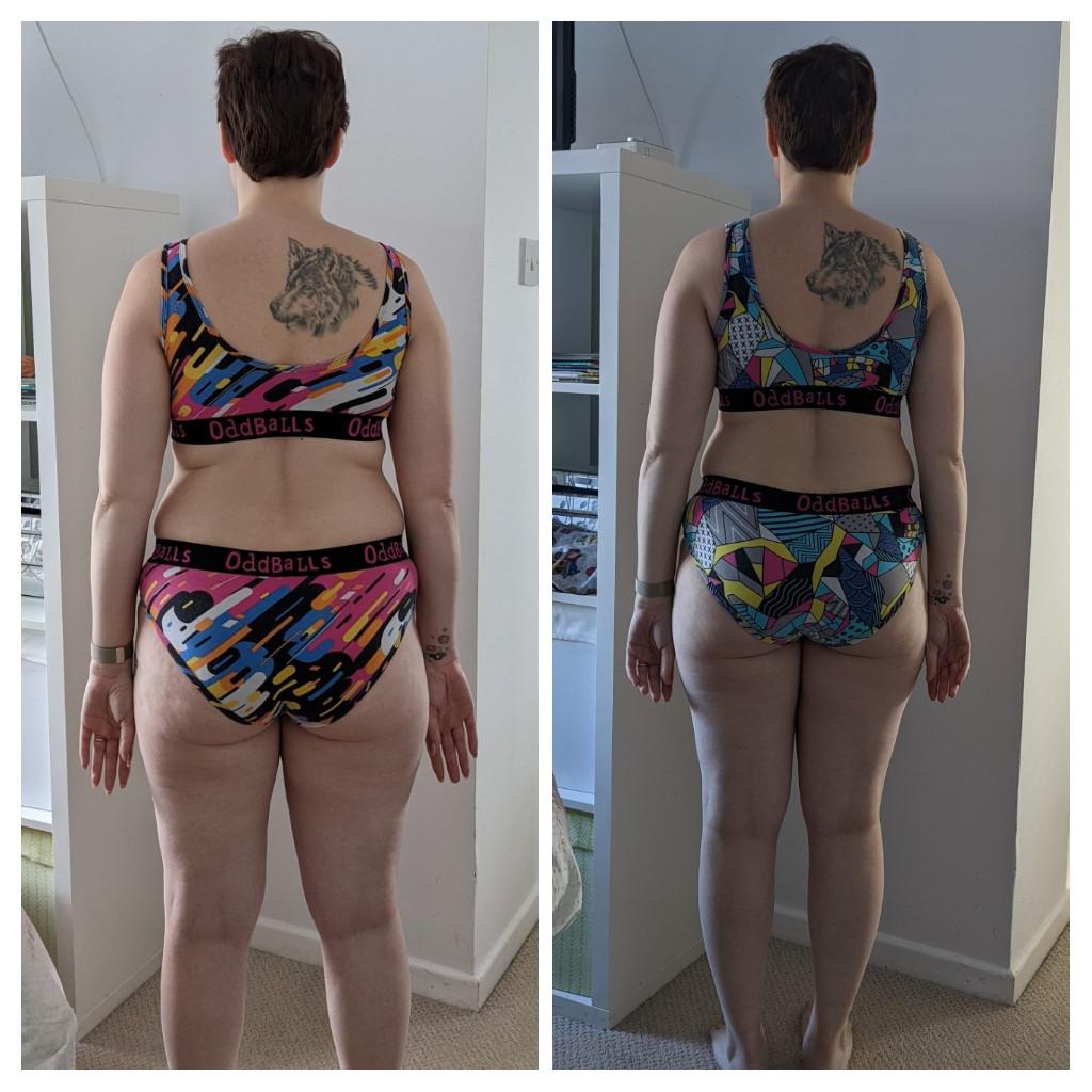 Back rolls are shrinking! SW 159lbs CW 156lbs, started weight training