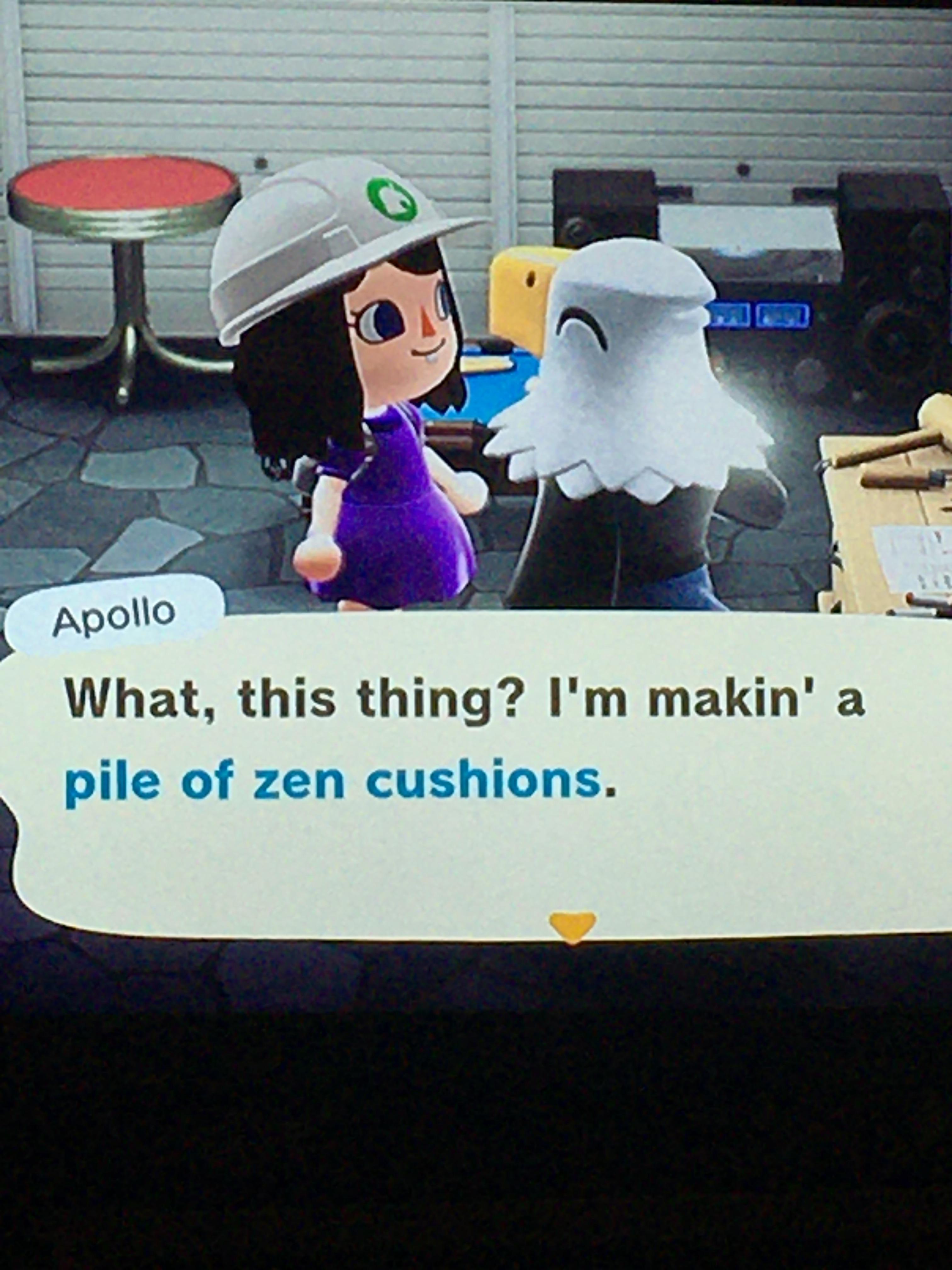 Apollo is making a pile of zen cushions if anyone is interested would