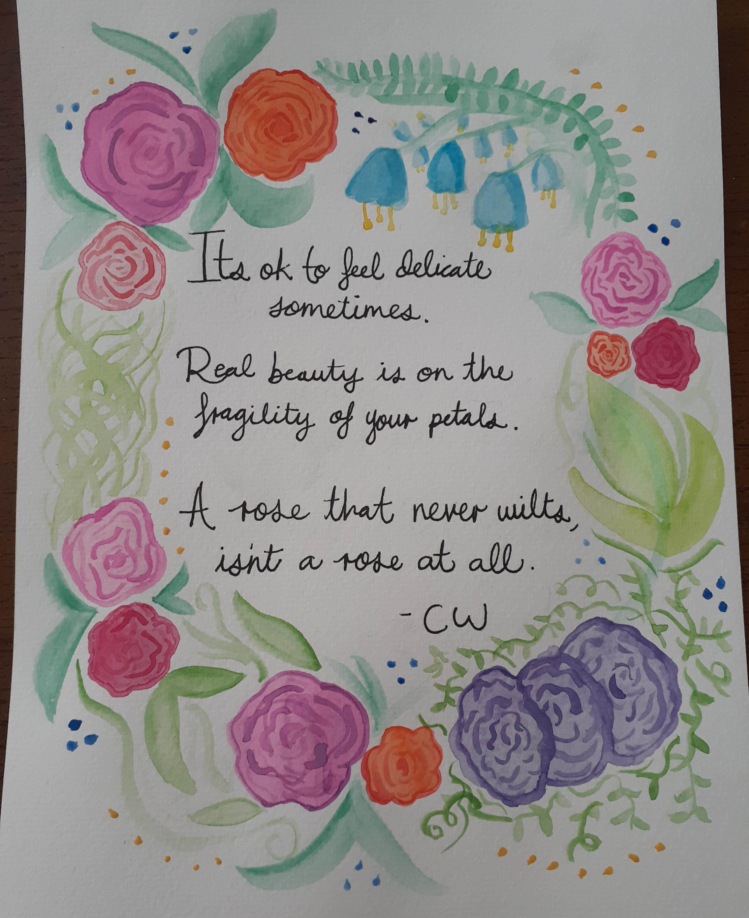A reminder beginner watercolor, coping with depression one flower at