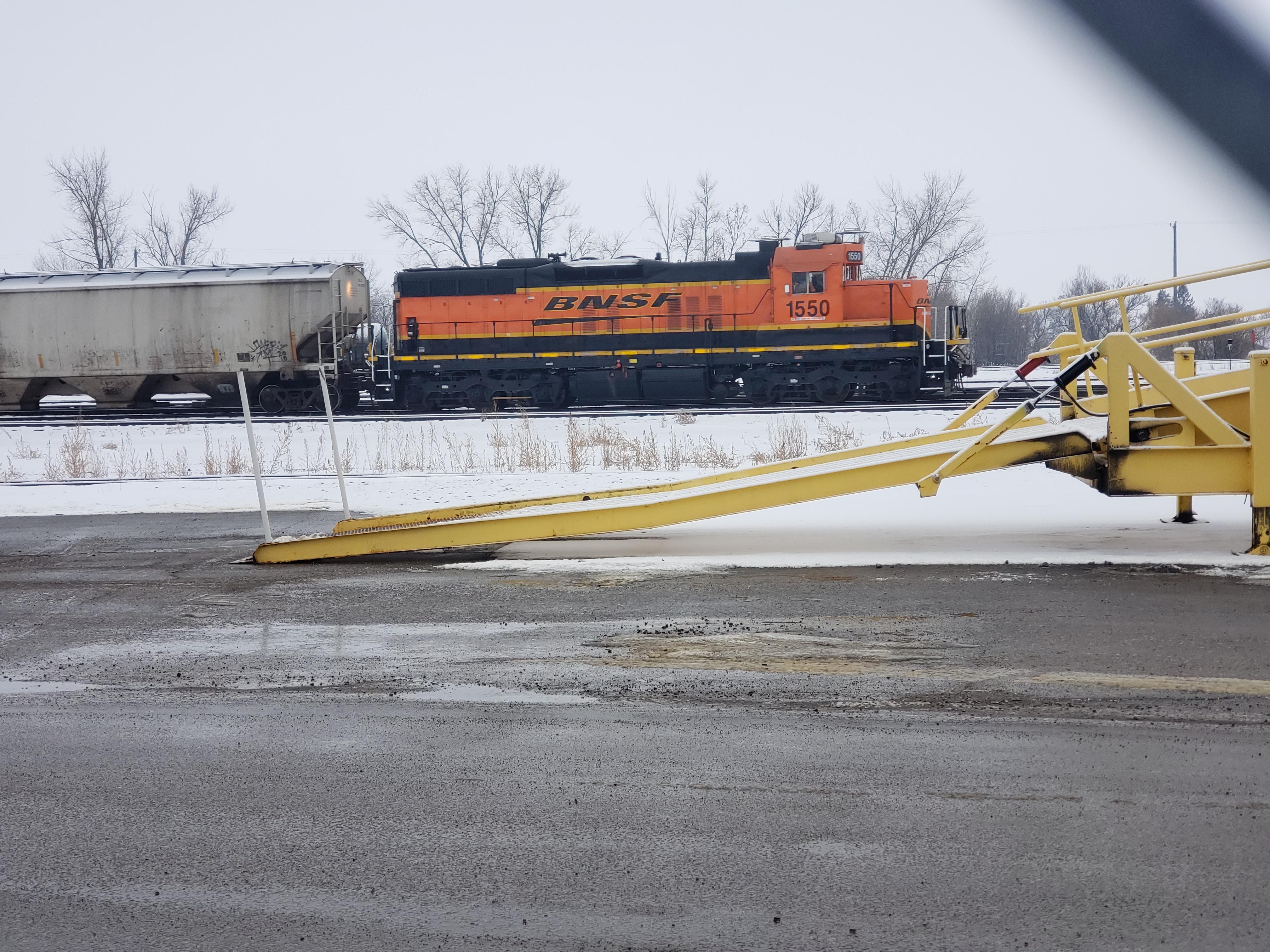 BNSF 1550 A dinosaur at work in Dilworth. Mn r/trains